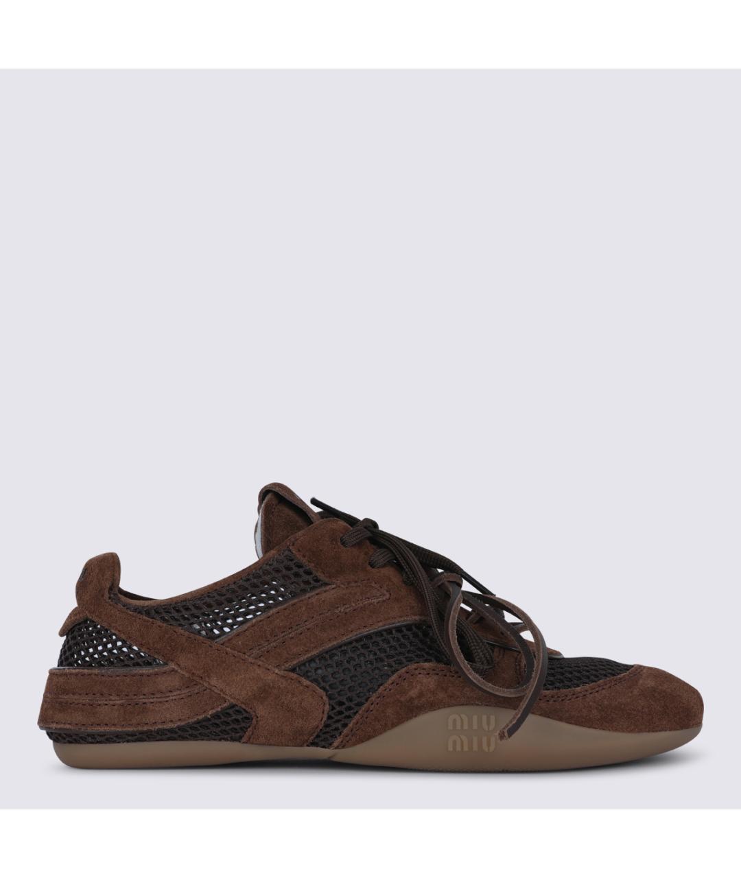 MIU MIU Коричневые текстильные кроссовки, фото 5