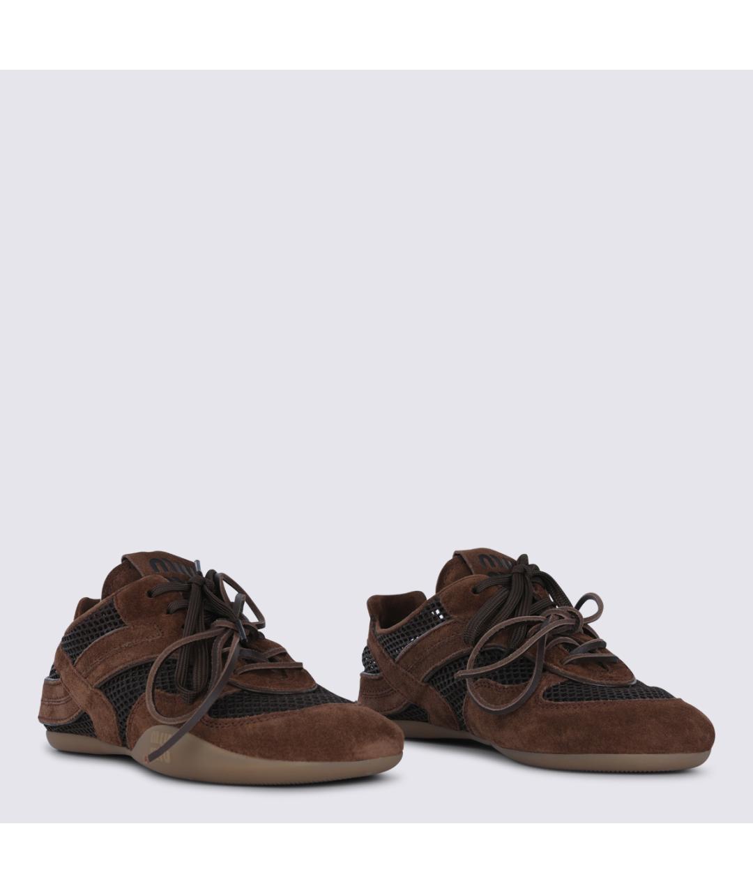 MIU MIU Коричневые текстильные кроссовки, фото 2