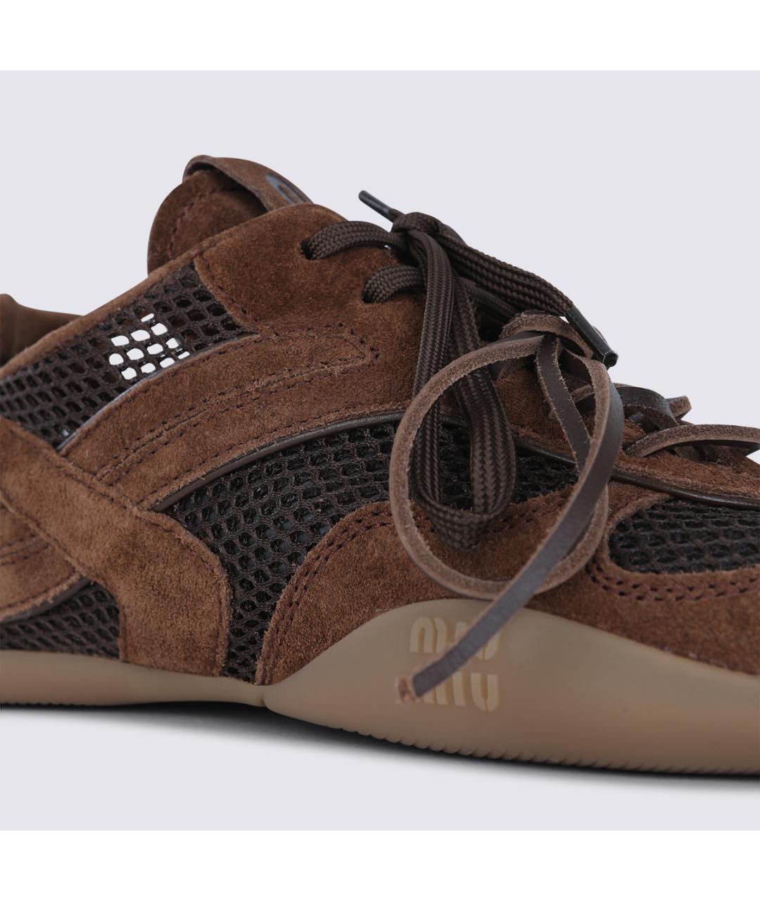 MIU MIU Коричневые текстильные кроссовки, фото 4