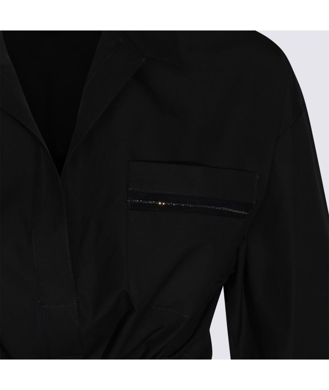 FABIANA FILIPPI Черное хлопковое повседневное платье, фото 3