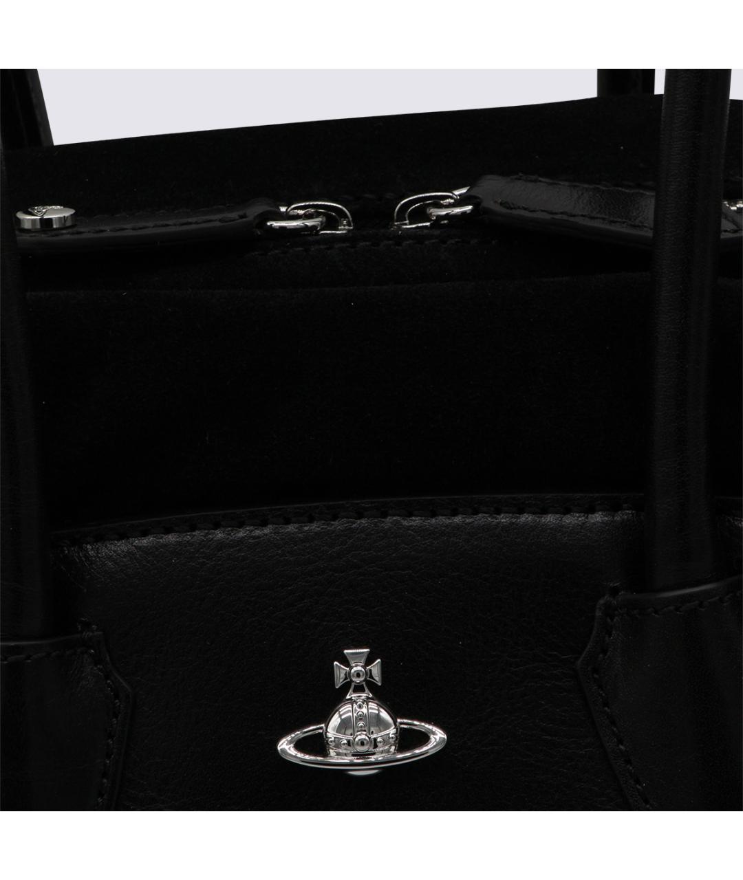 VIVIENNE WESTWOOD Черная кожаная сумка через плечо, фото 4