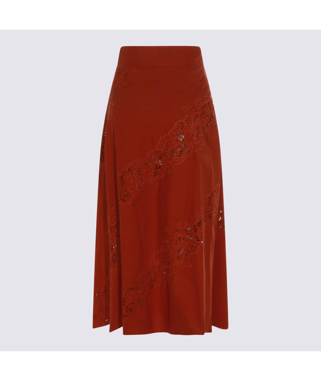 TWIN-SET Коричневая хлопковая юбка макси, фото 2