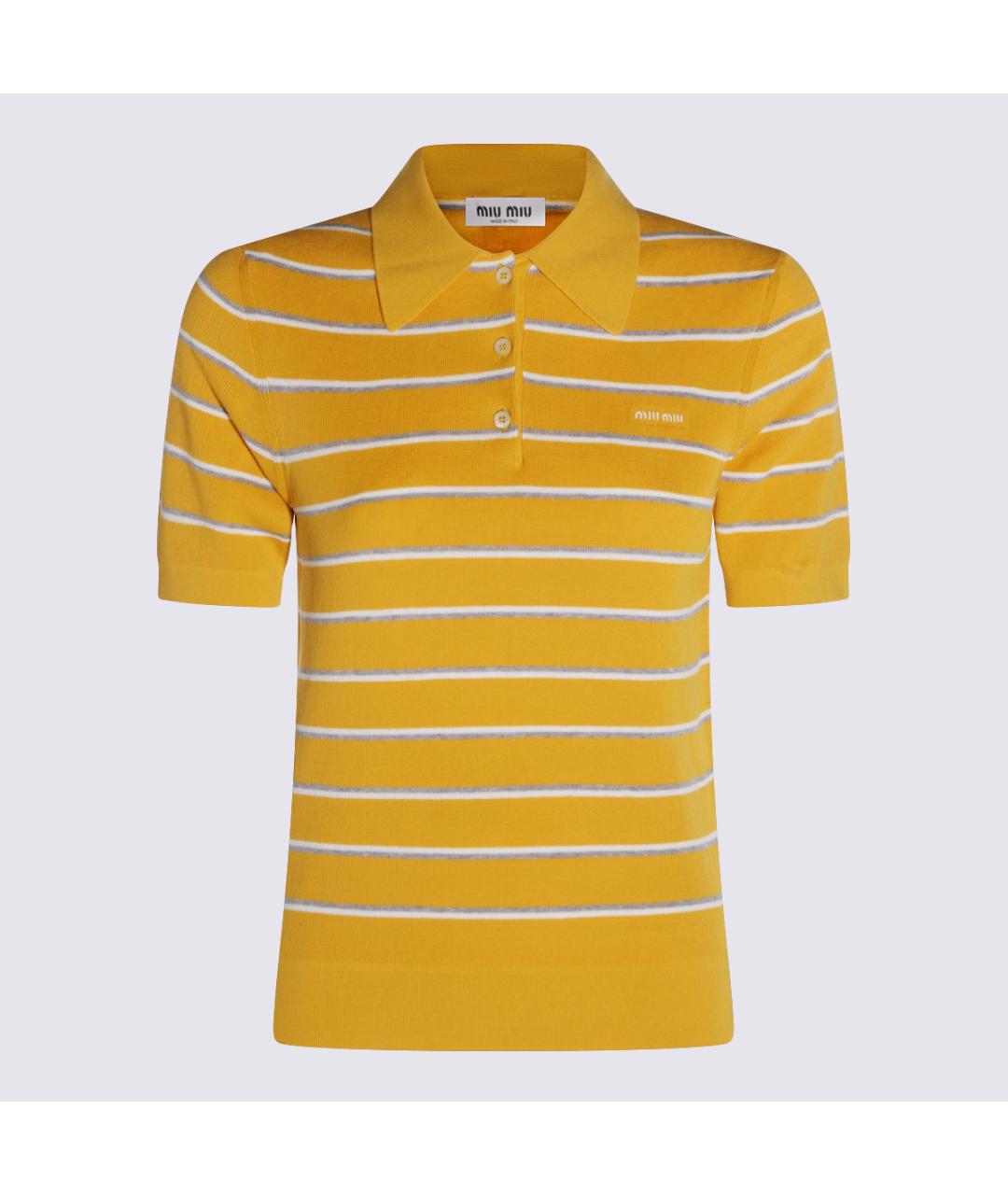 MIU MIU Желтая хлопко-эластановая футболка, фото 4