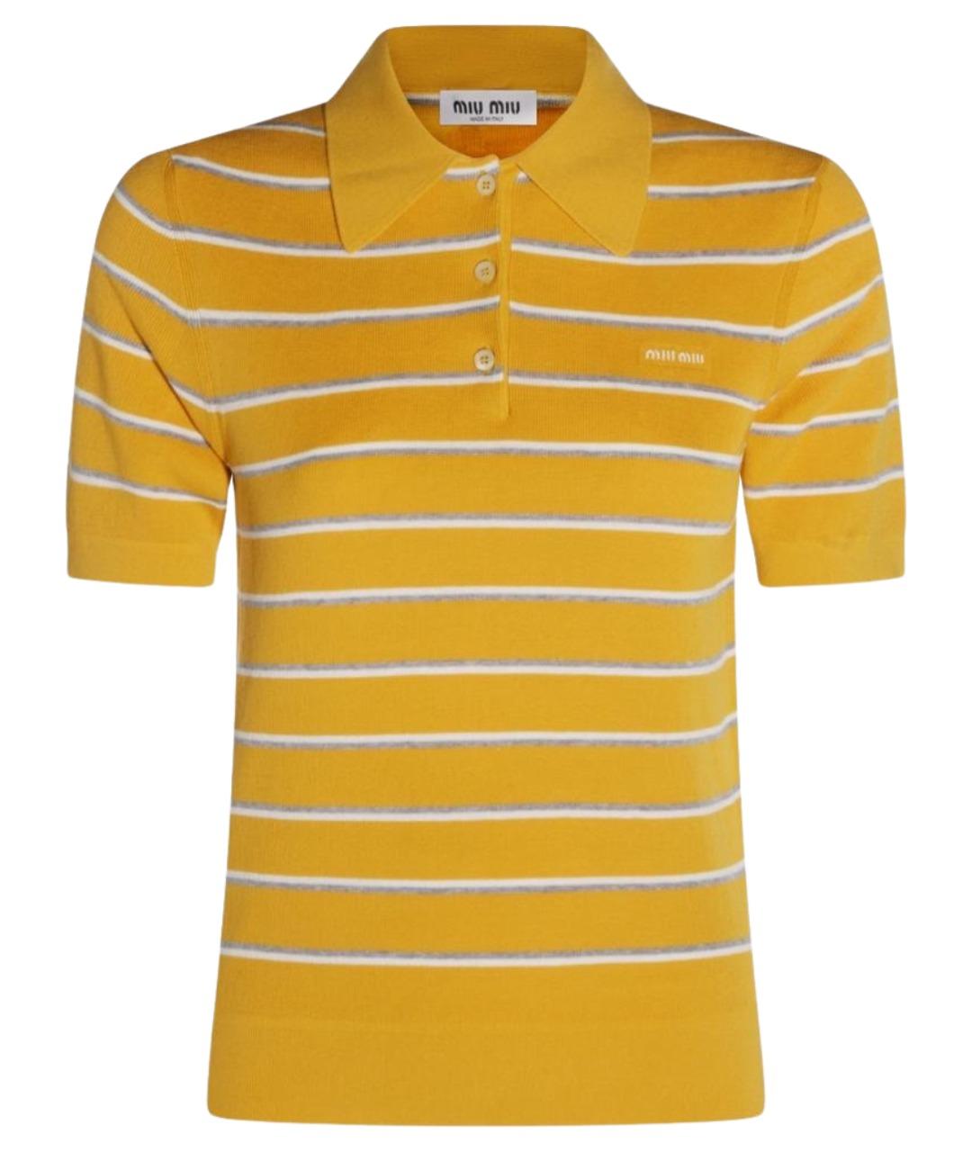 MIU MIU Желтая хлопко-эластановая футболка, фото 1