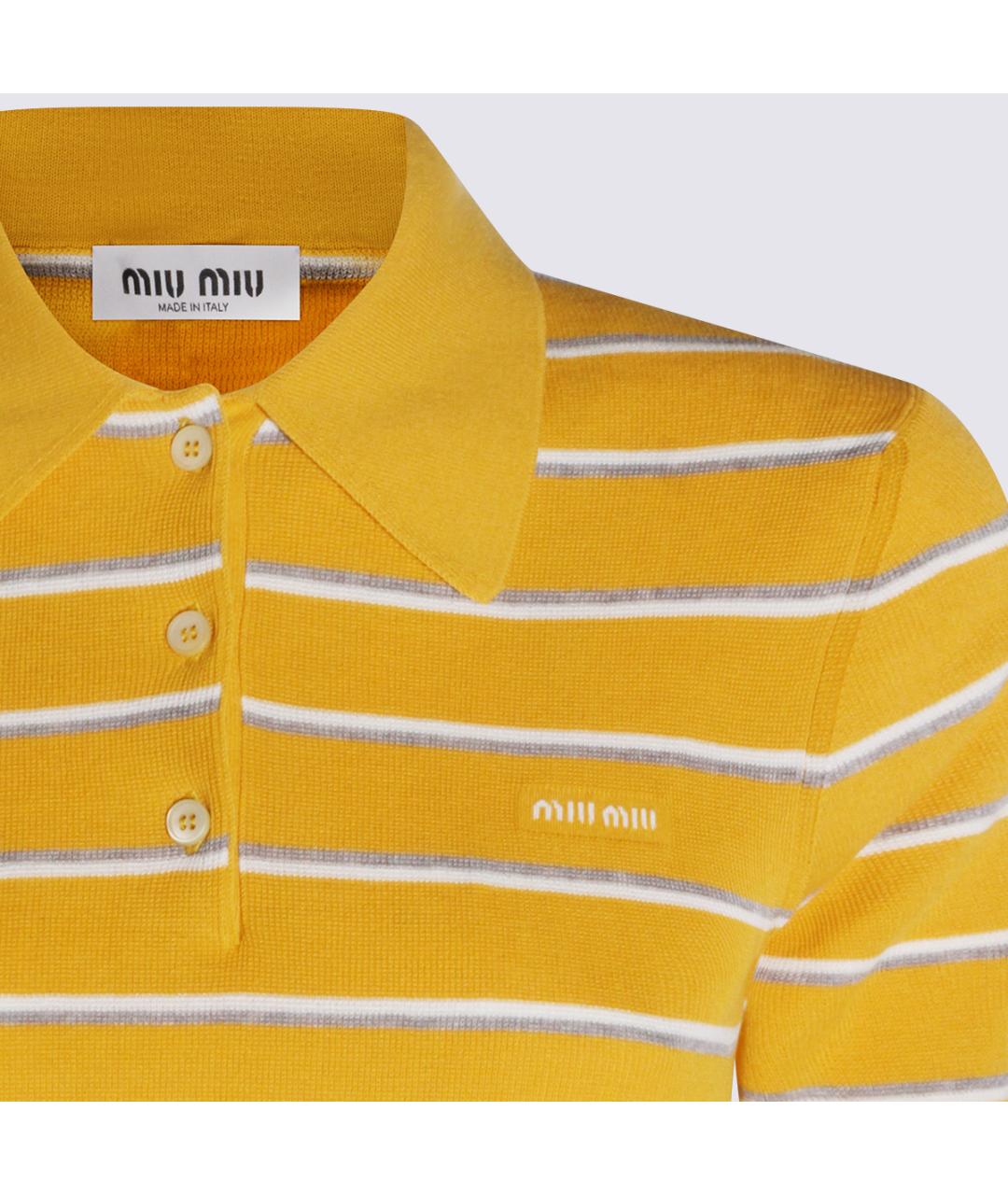 MIU MIU Желтая хлопко-эластановая футболка, фото 3