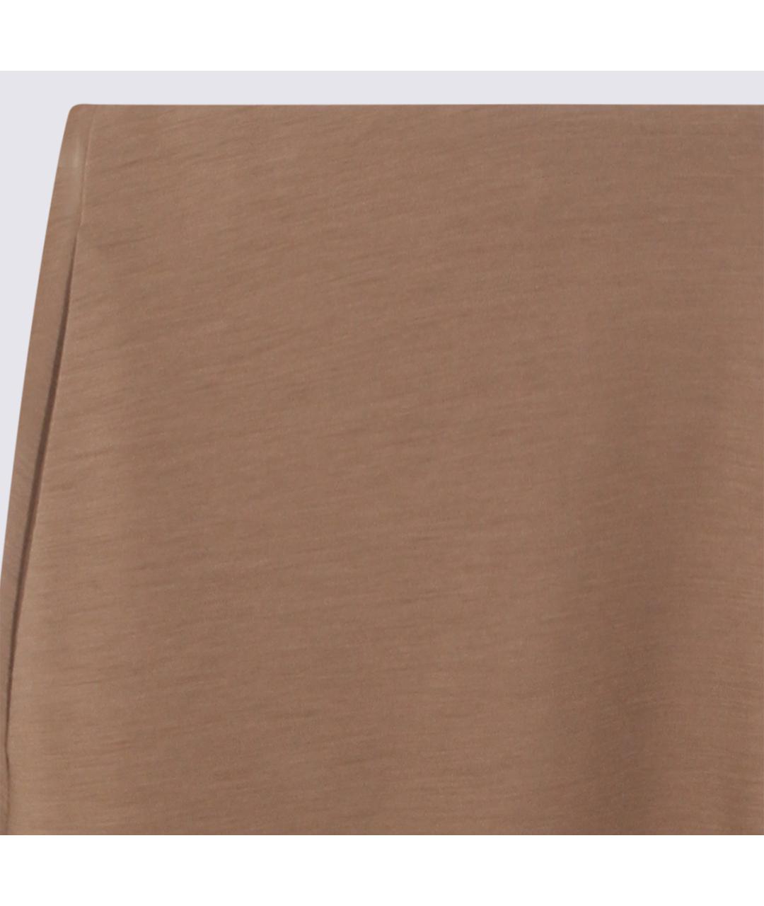 MAX MARA Коричневая кашемировая юбка миди, фото 3