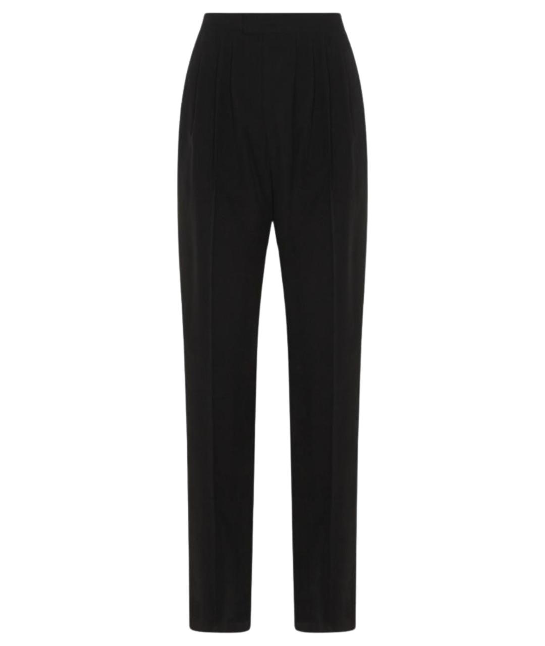 SAINT LAURENT Черные шелковые прямые брюки, фото 1