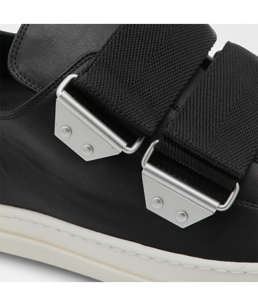 RICK OWENS Черные кожаные низкие кроссовки / кеды, фото 4