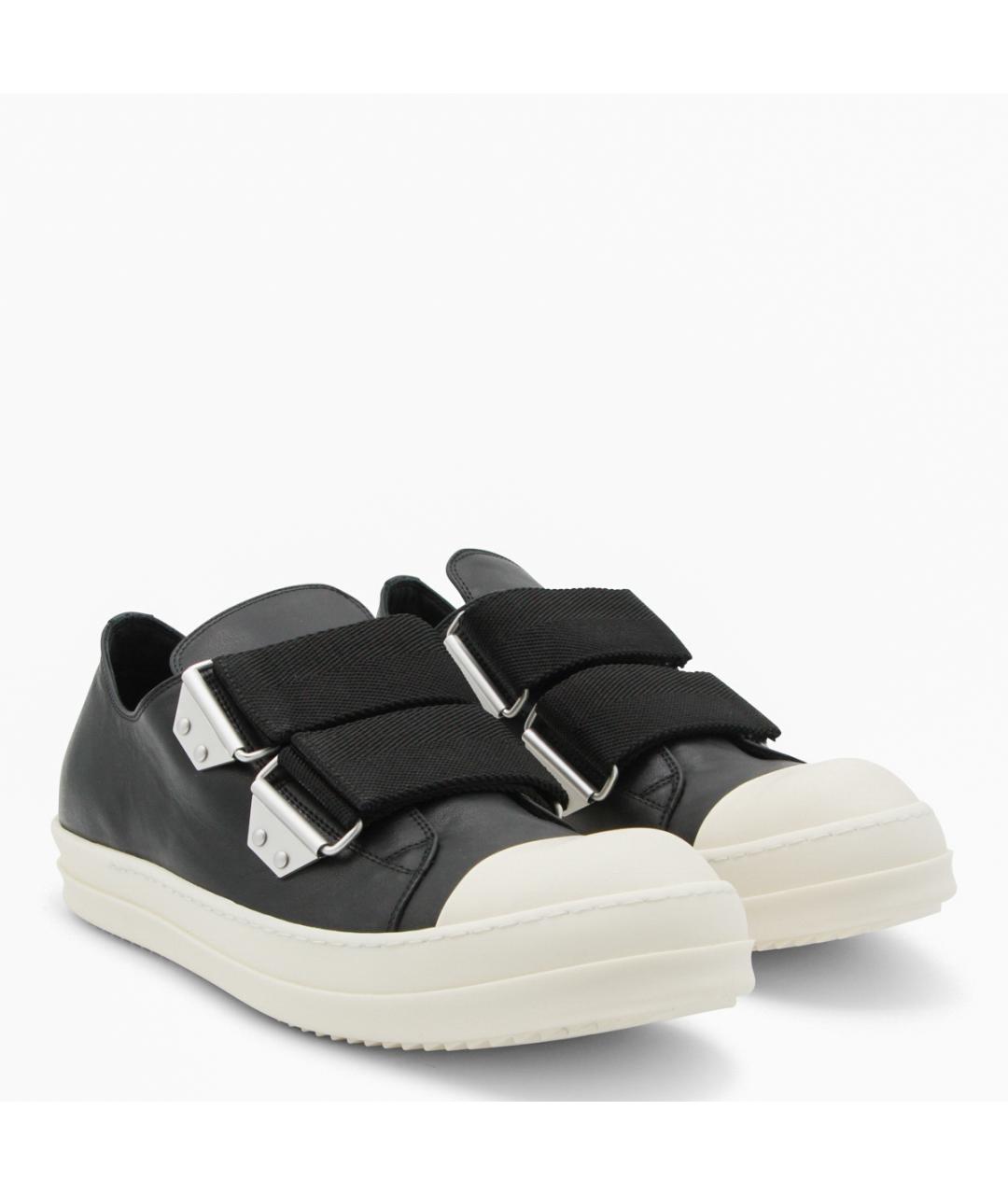 RICK OWENS Черные кожаные низкие кроссовки / кеды, фото 2