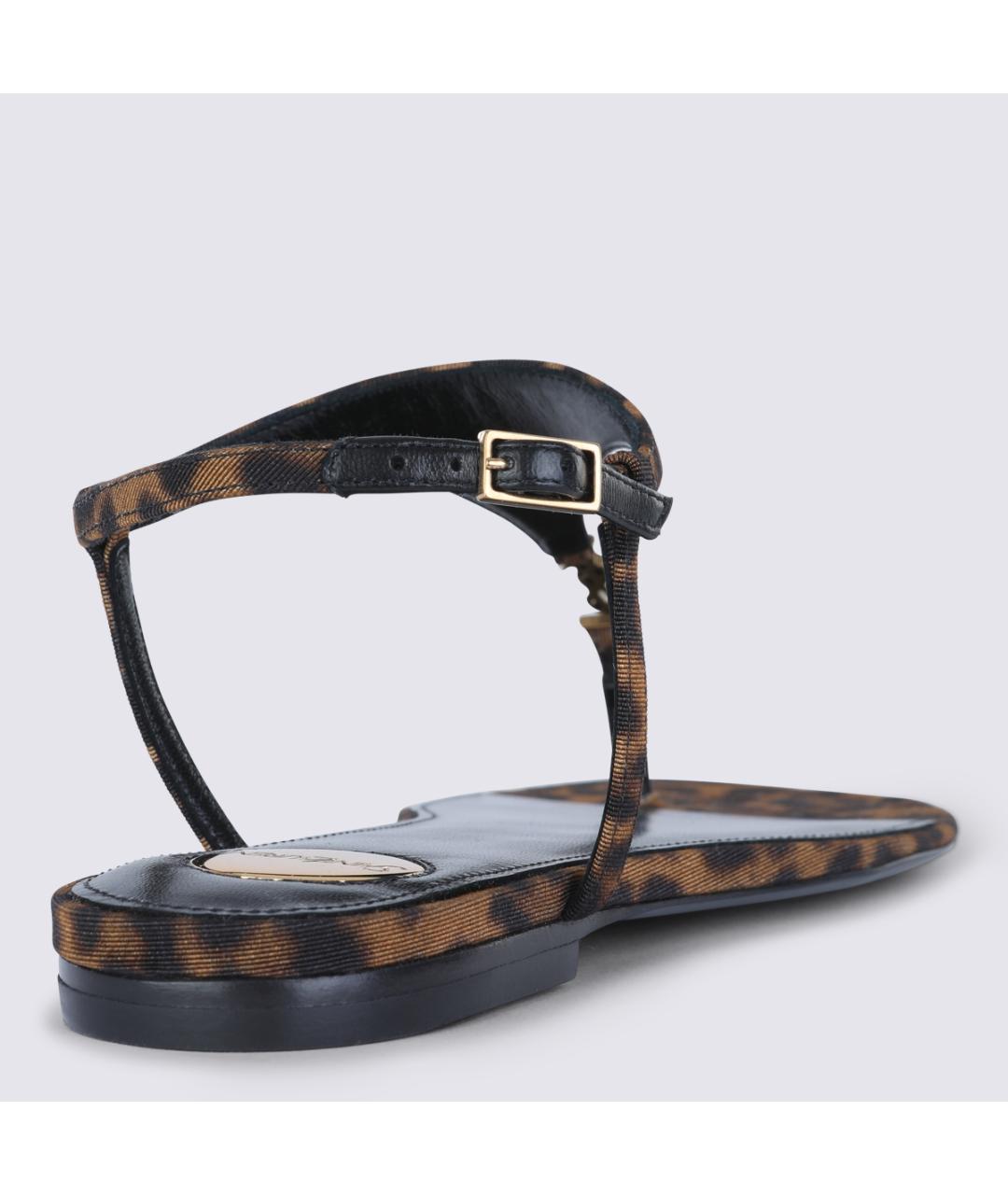 SAINT LAURENT Коричневые кожаные сандалии, фото 3