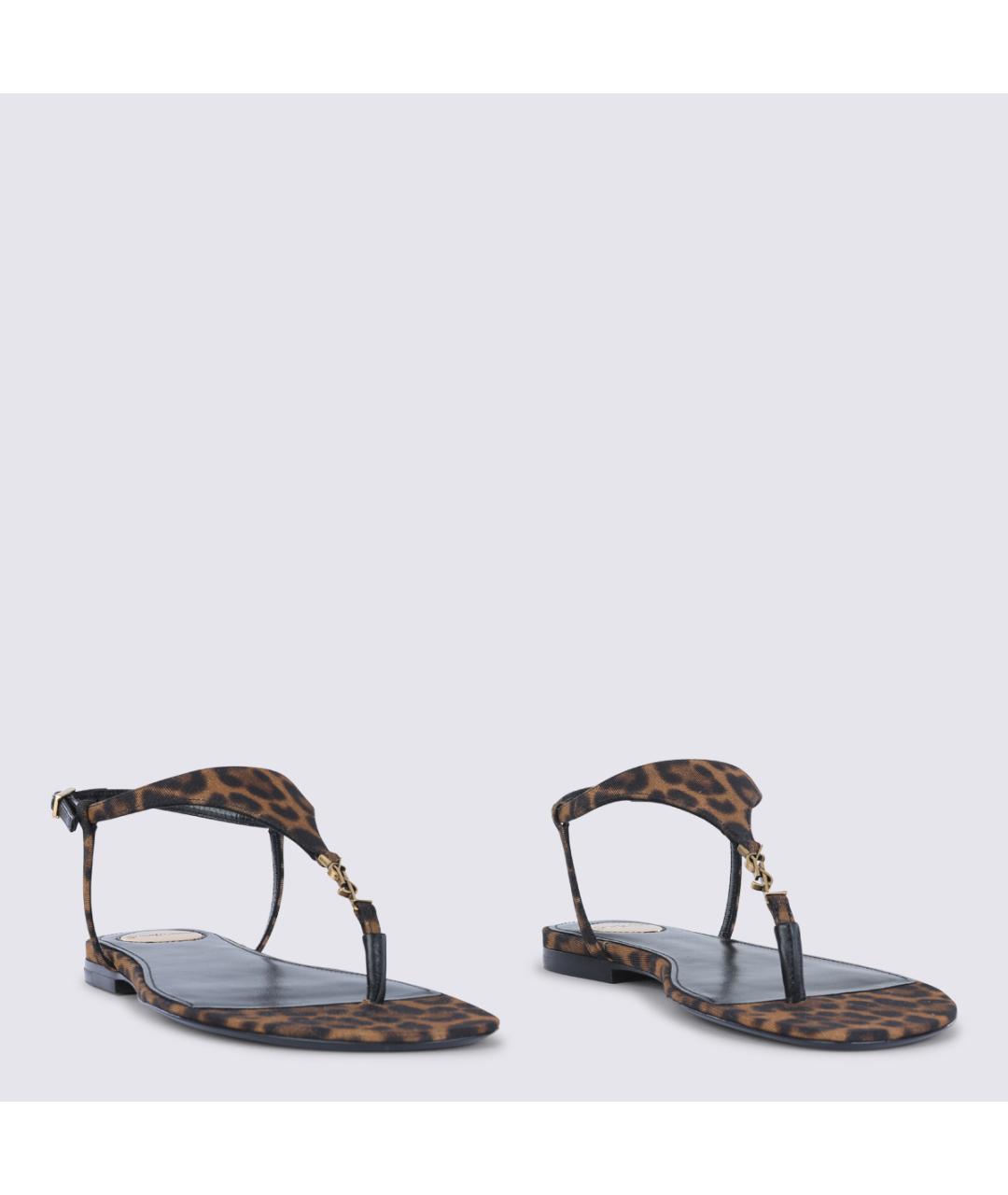 SAINT LAURENT Коричневые кожаные сандалии, фото 2