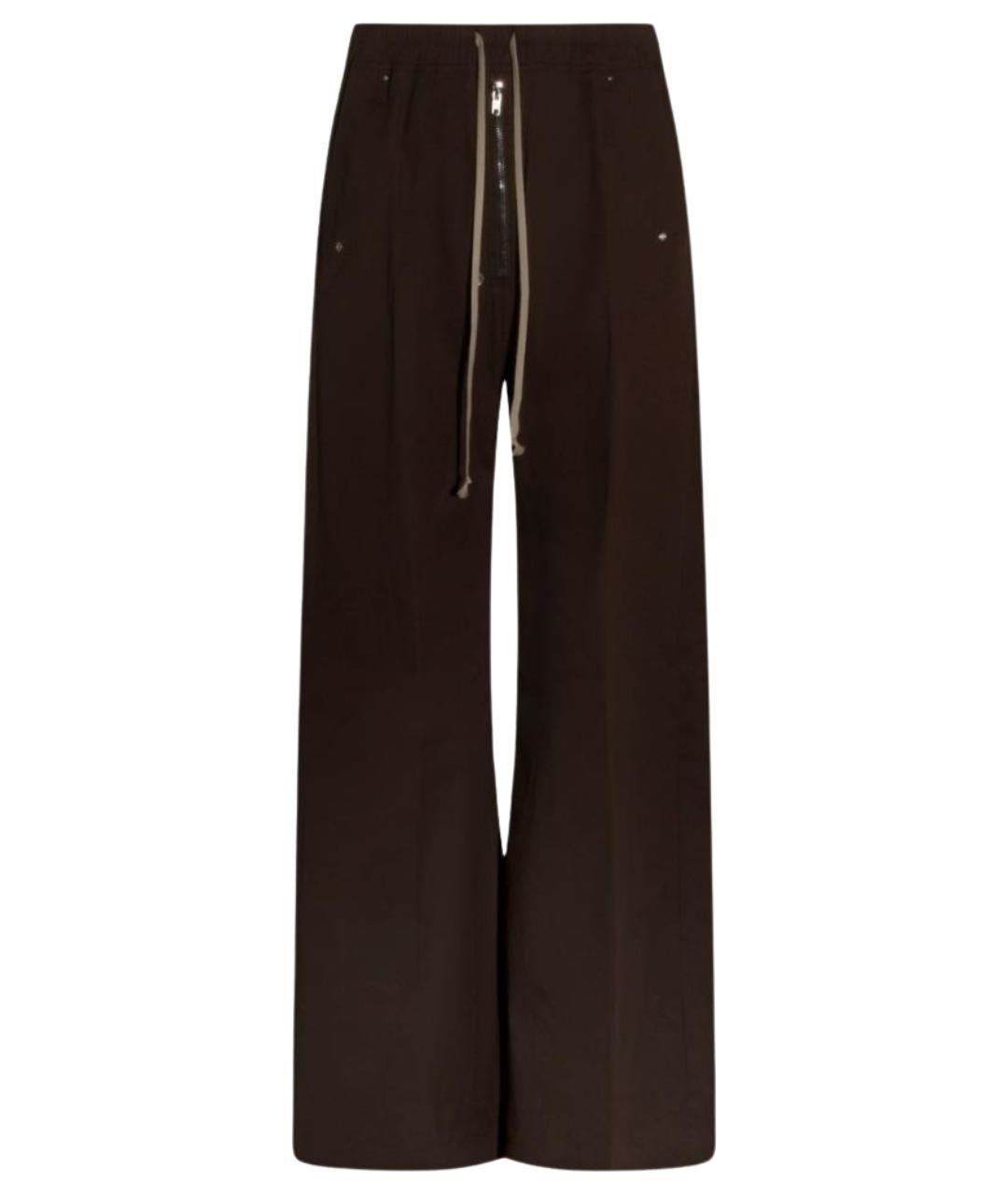 RICK OWENS Коричневые хлопковые повседневные брюки, фото 1
