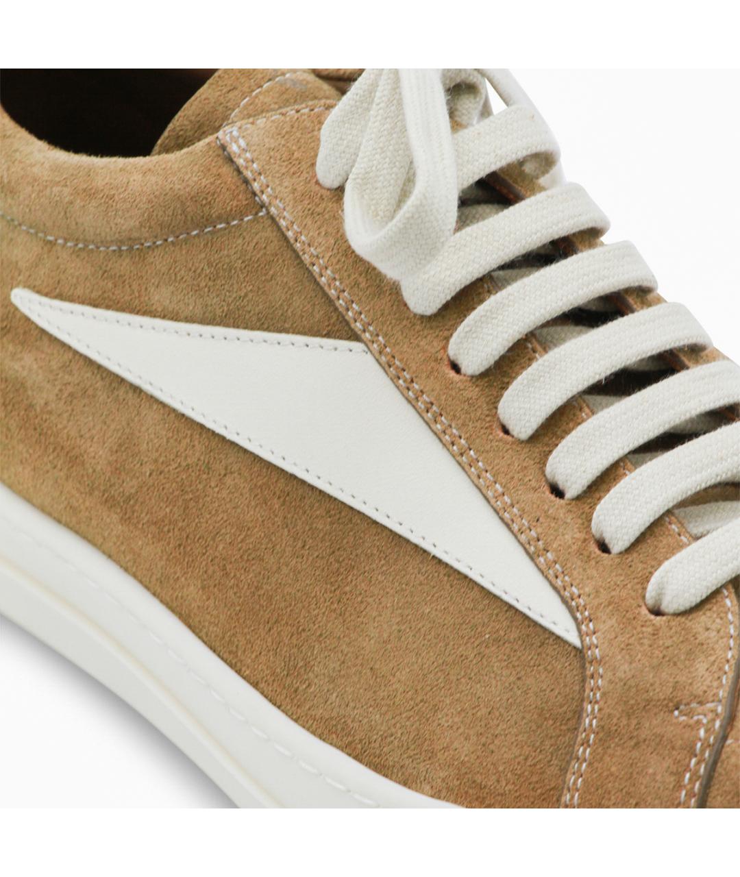 RICK OWENS Коричневые замшевые низкие кроссовки / кеды, фото 4