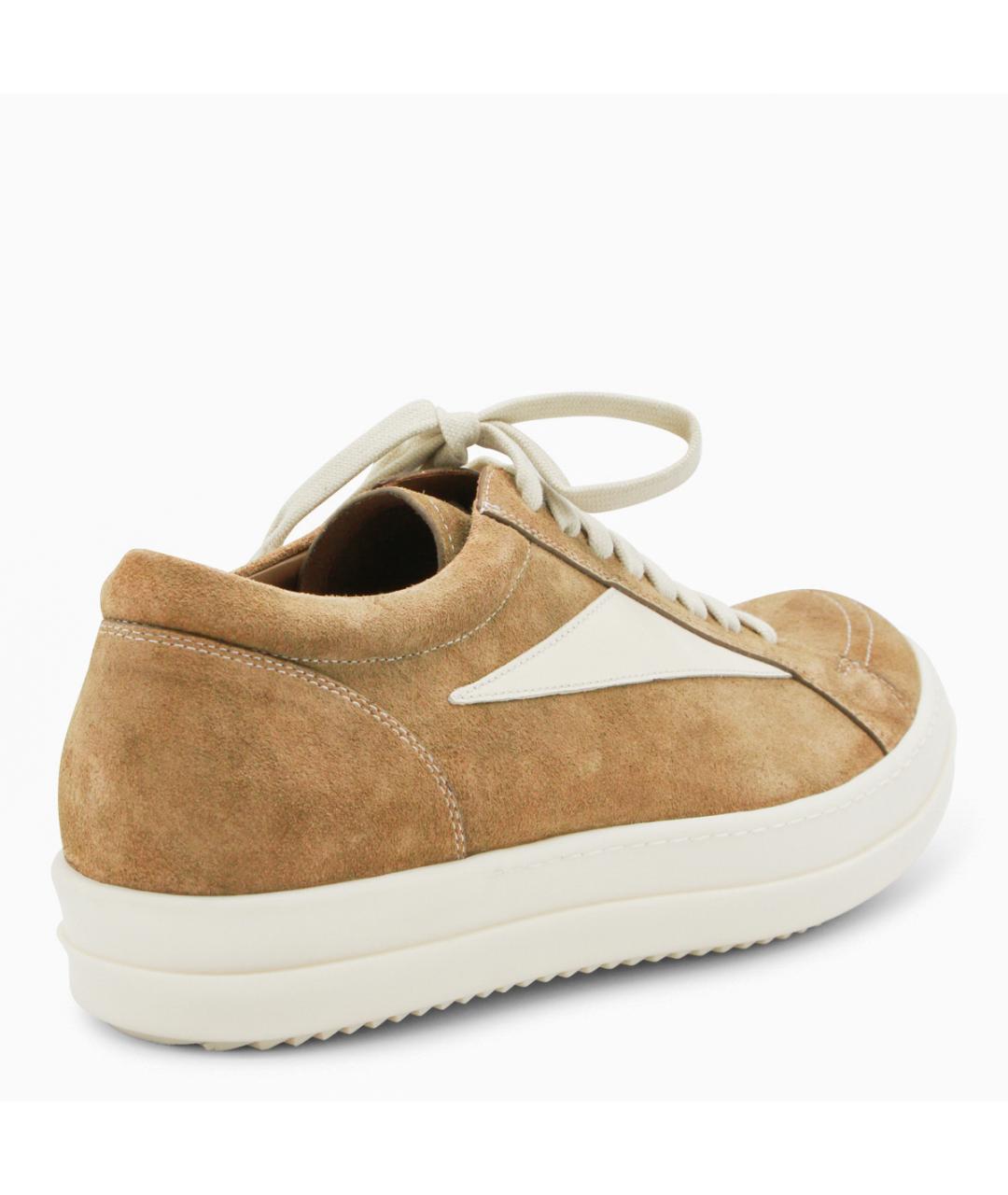 RICK OWENS Коричневые замшевые низкие кроссовки / кеды, фото 3