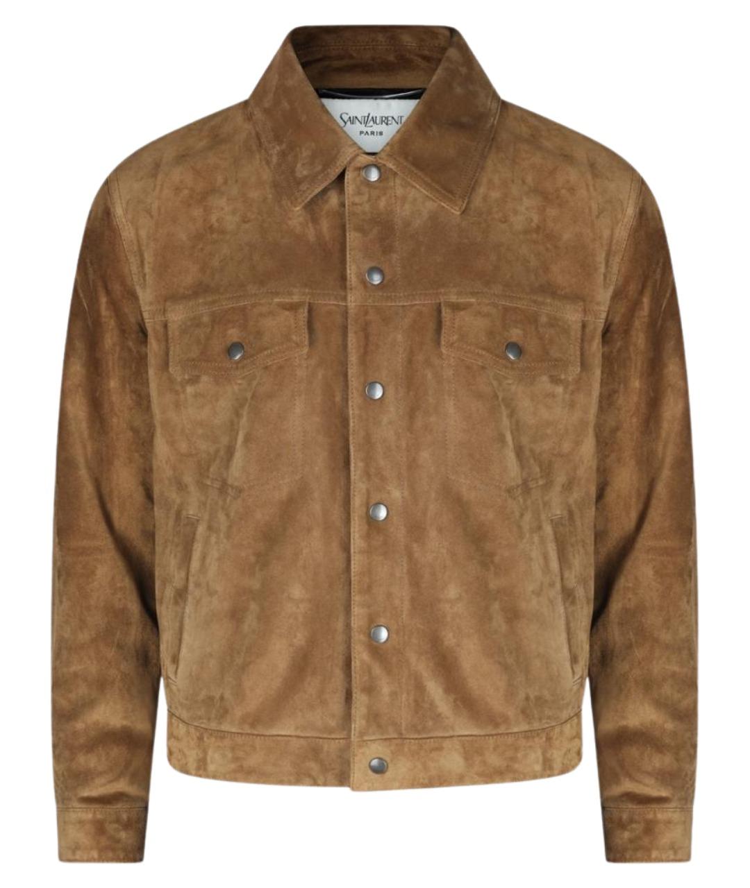 SAINT LAURENT Бежевая замшевая куртка, фото 1