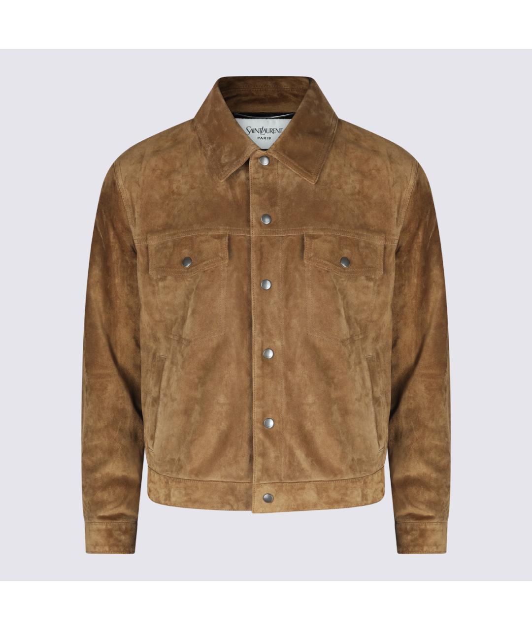 SAINT LAURENT Бежевая замшевая куртка, фото 4