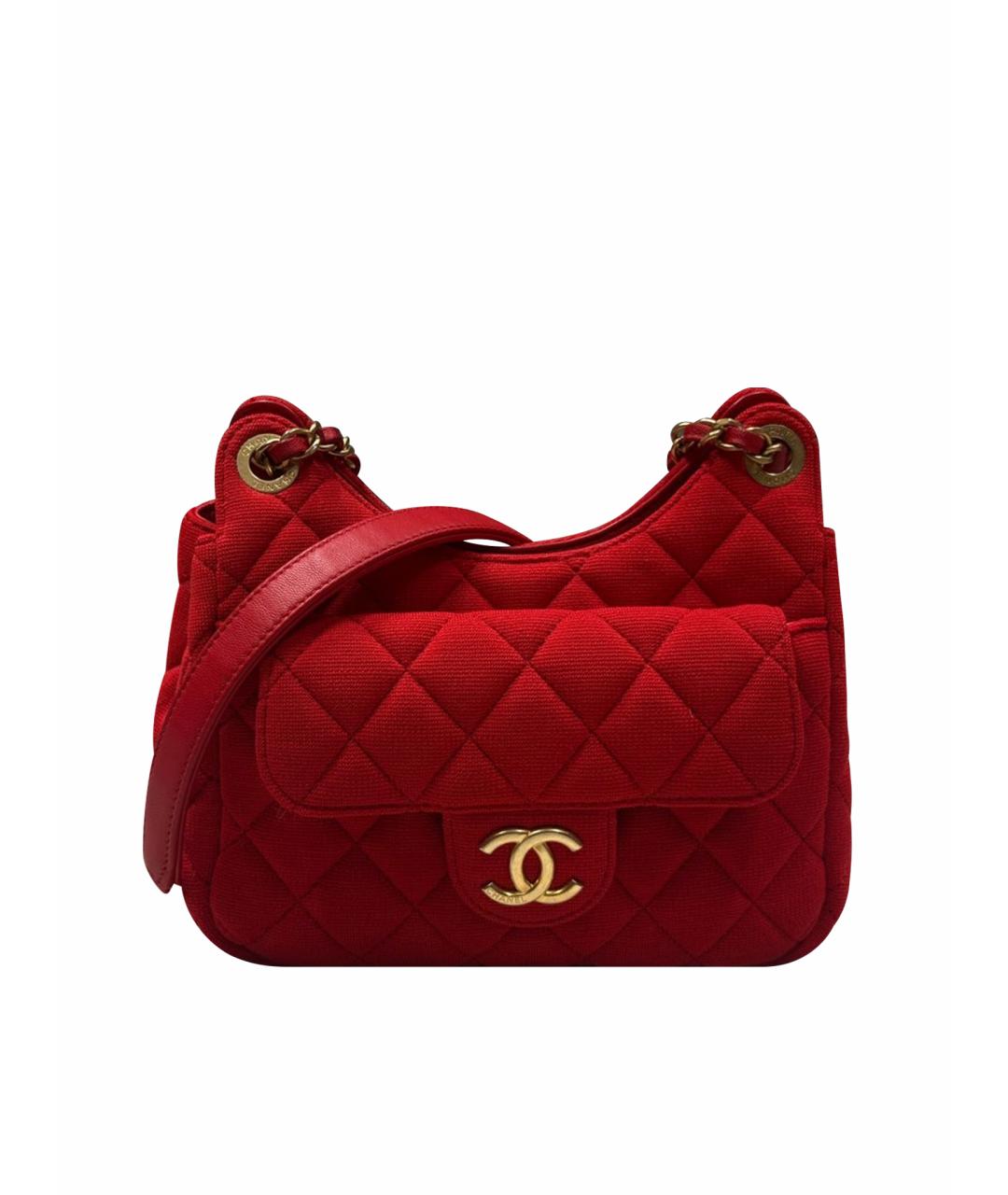 CHANEL Красная тканевая сумка через плечо, фото 1