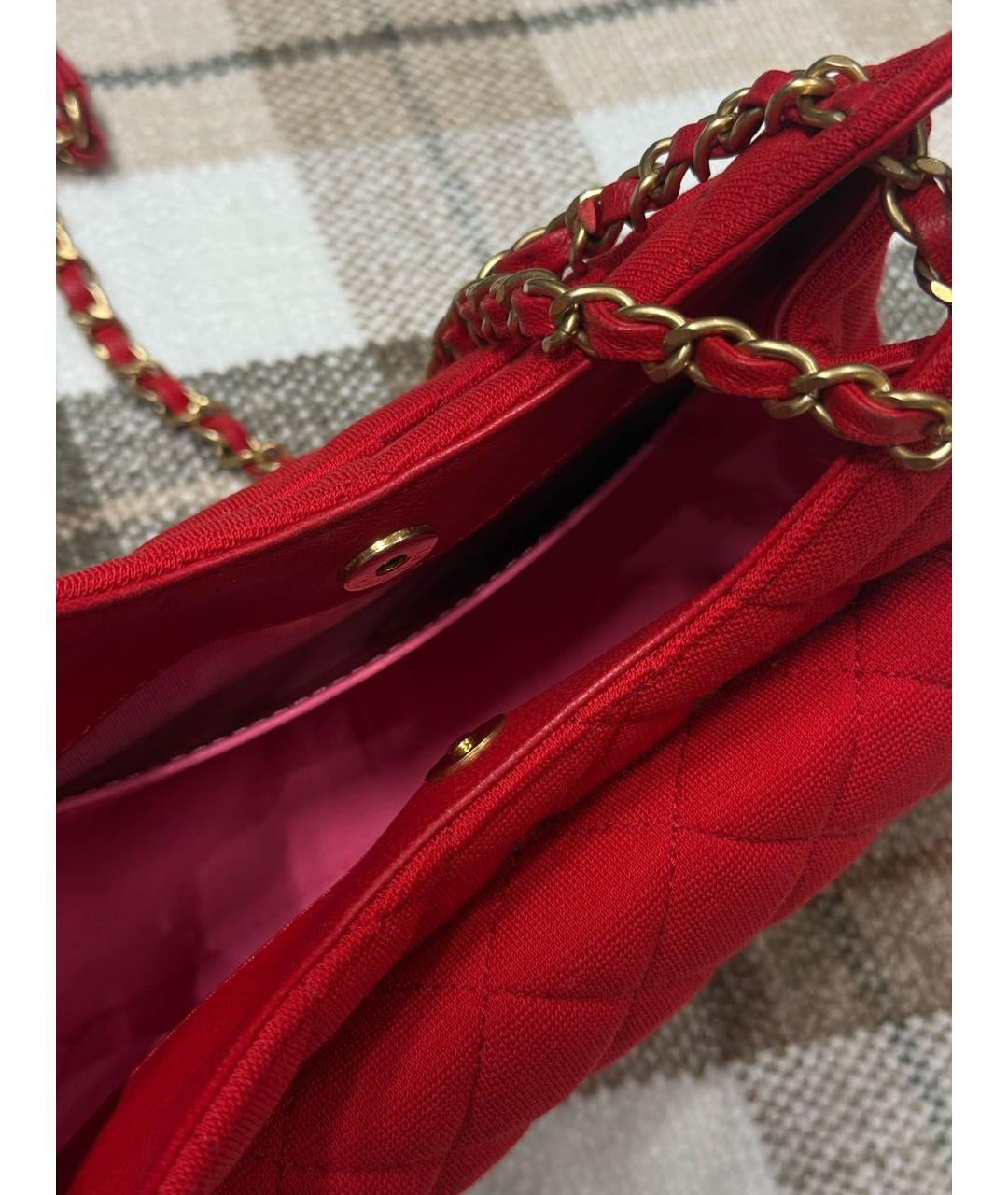 CHANEL Красная тканевая сумка через плечо, фото 4