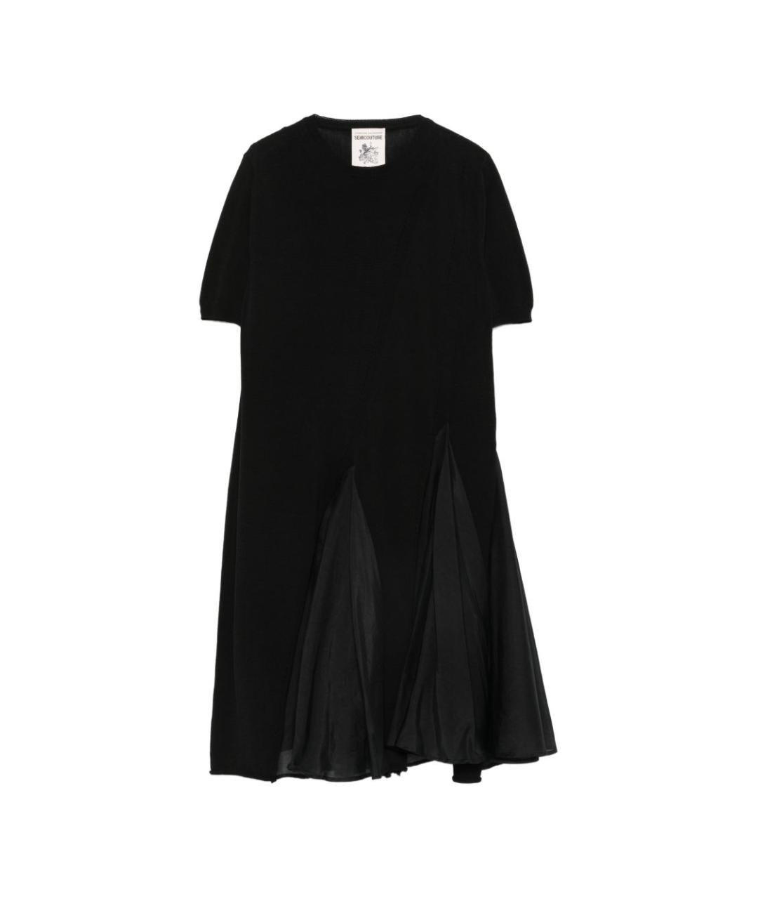 SEMICOUTURE Черное хлопковое повседневное платье, фото 1