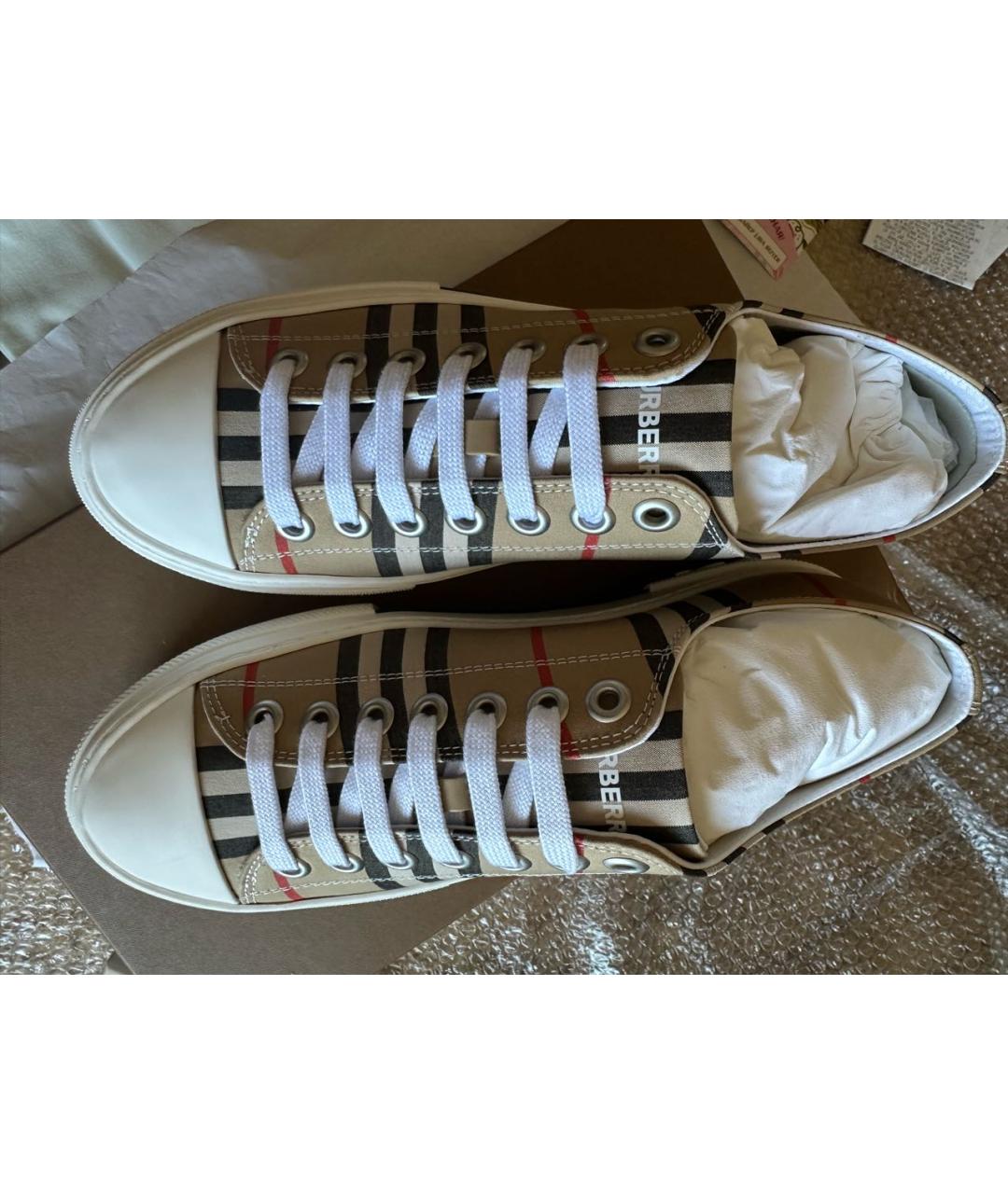 BURBERRY Бежевые текстильные кеды, фото 2