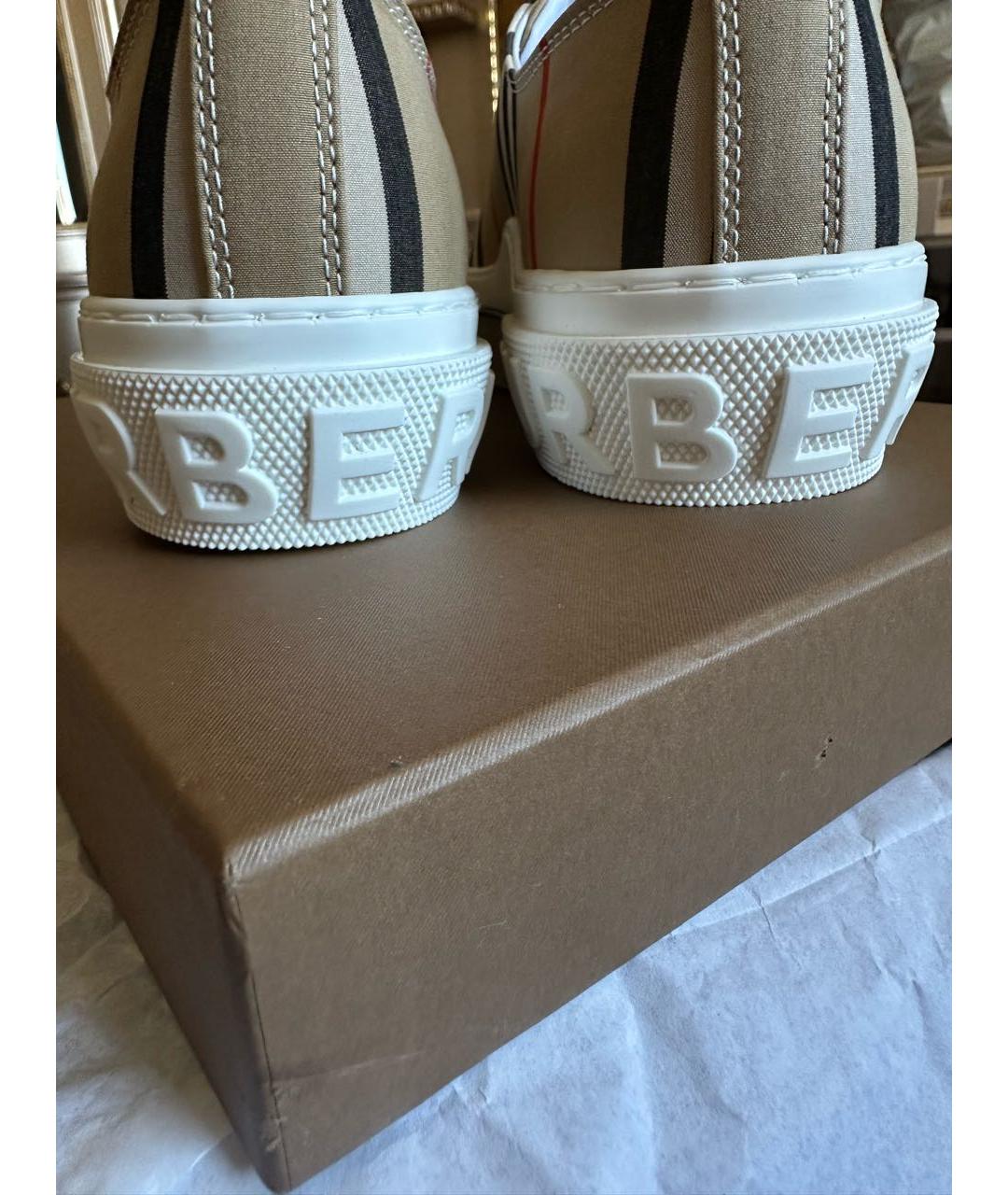 BURBERRY Бежевые текстильные кеды, фото 6