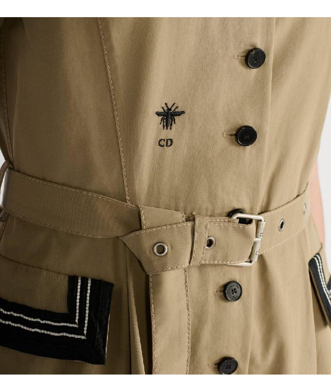 CHRISTIAN DIOR Бежевое хлопковое повседневное платье, фото 6