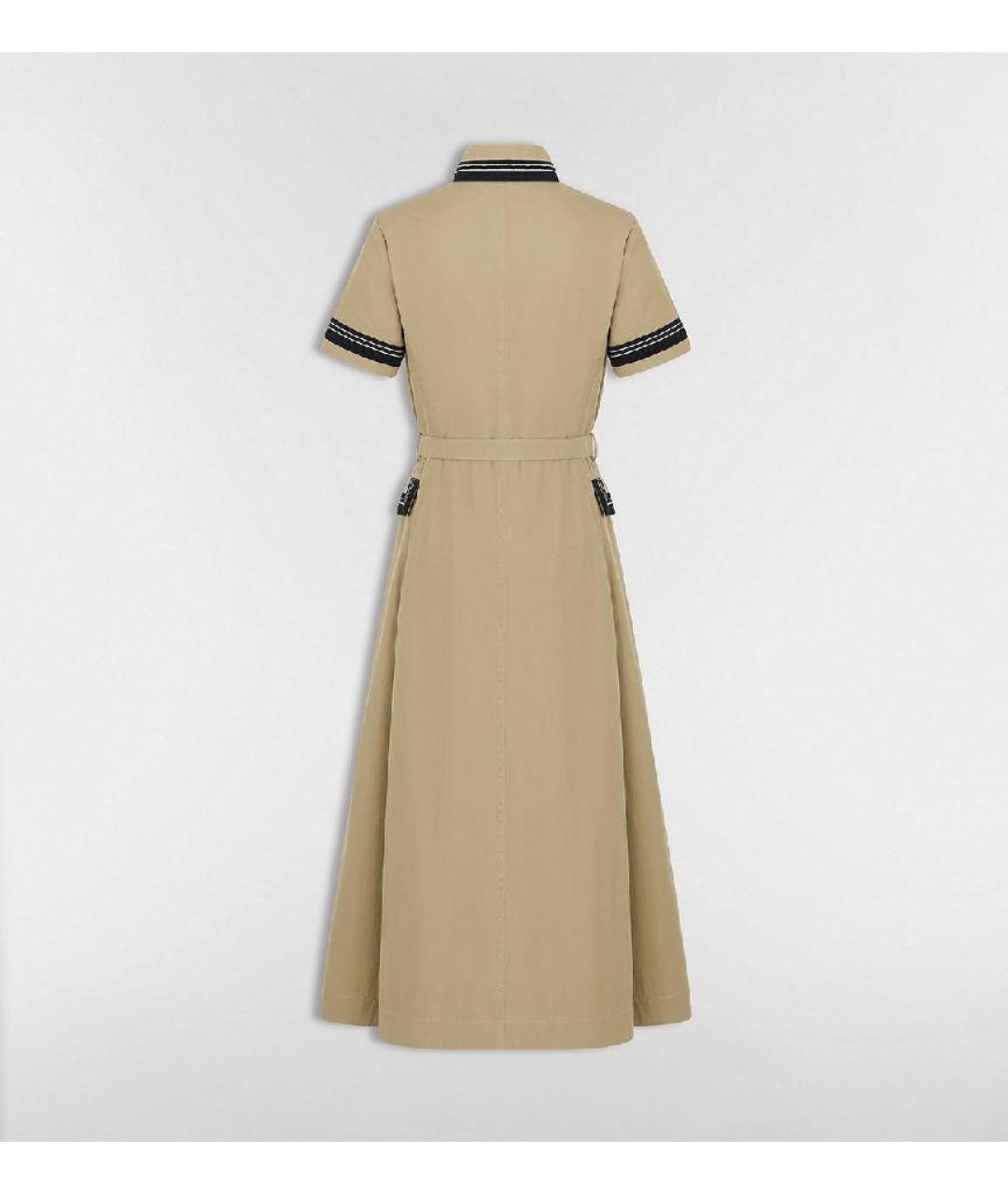 CHRISTIAN DIOR Бежевое хлопковое повседневное платье, фото 2