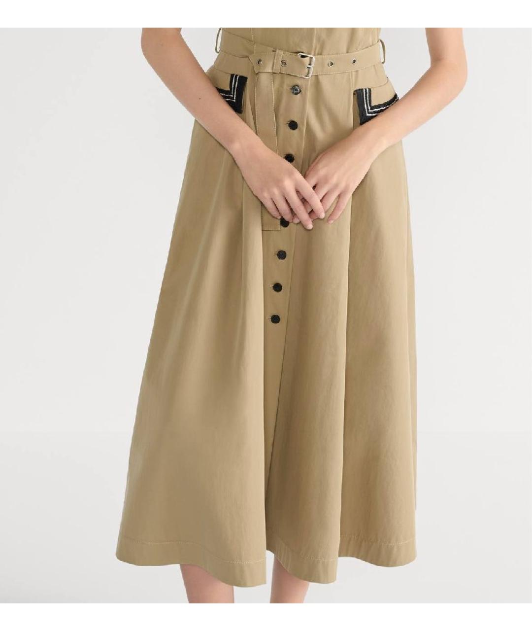 CHRISTIAN DIOR Бежевое хлопковое повседневное платье, фото 5