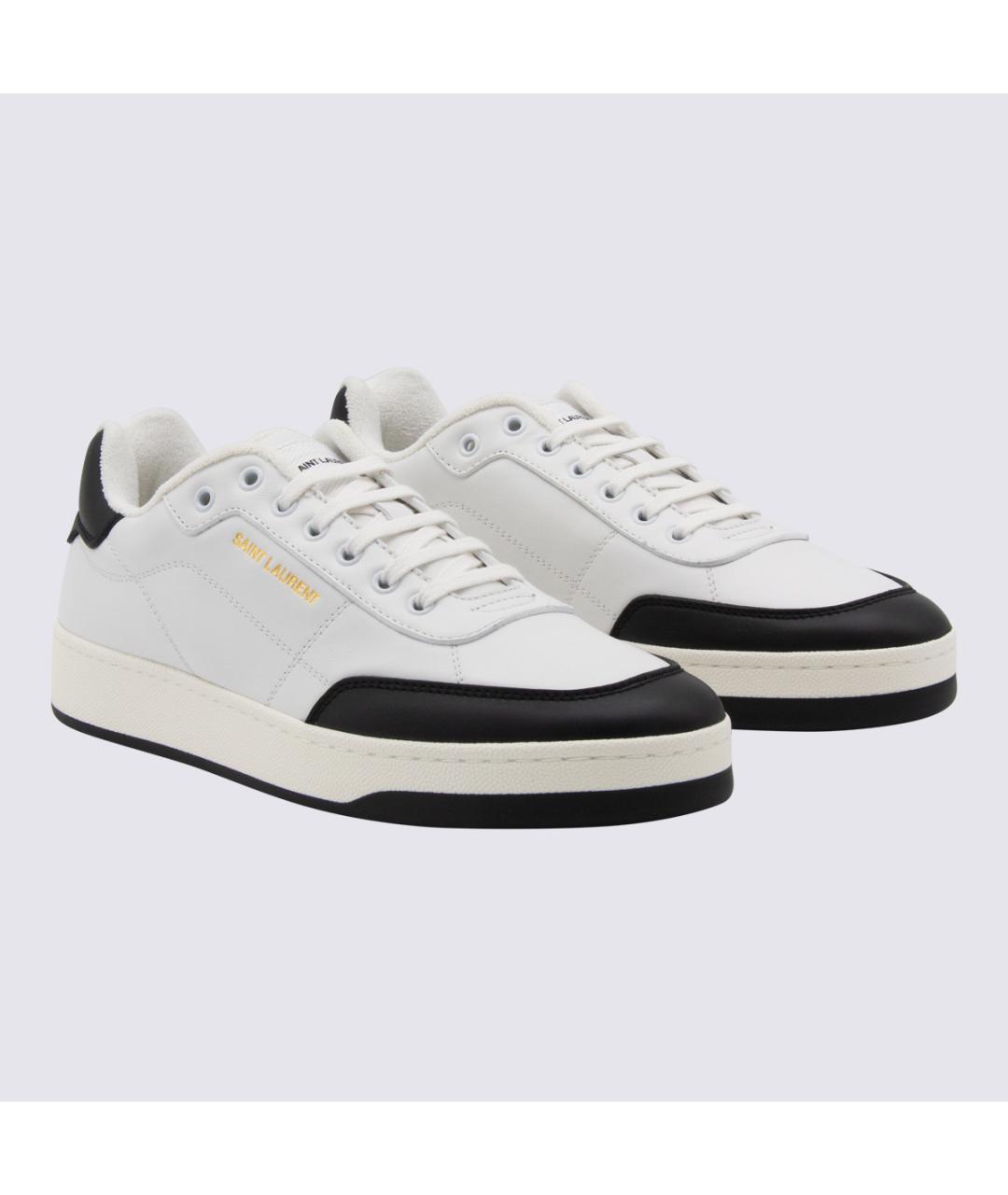 SAINT LAURENT Белые кожаные низкие кроссовки / кеды, фото 2