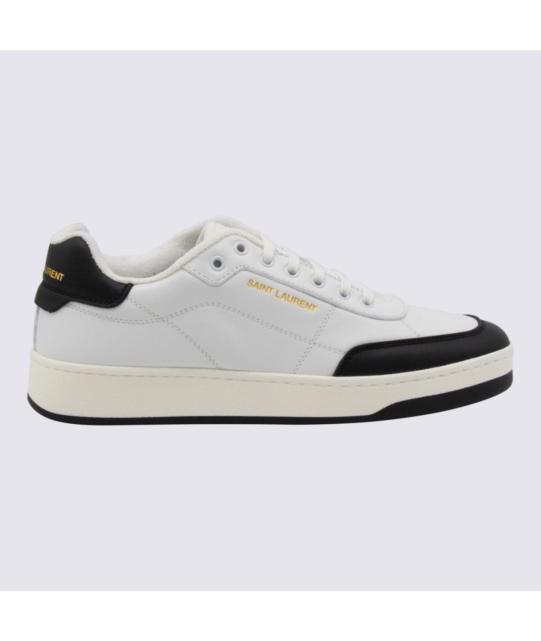 SAINT LAURENT Белые кожаные низкие кроссовки / кеды, фото 5