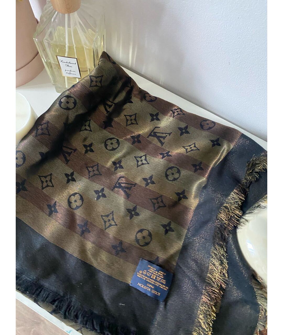LOUIS VUITTON PRE-OWNED Коричневый шарф, фото 6