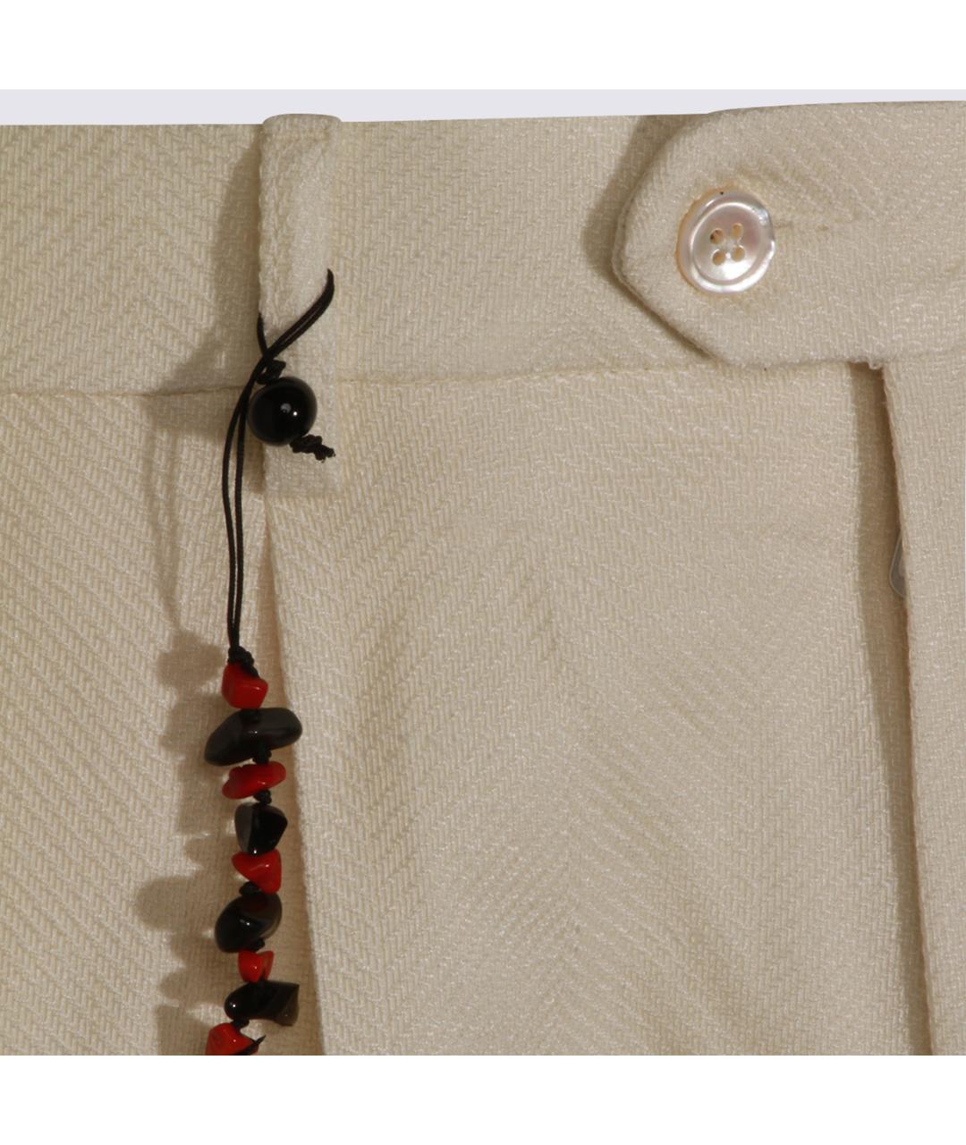 MARCO PESCAROLO Бежевые шерстяные повседневные брюки, фото 3