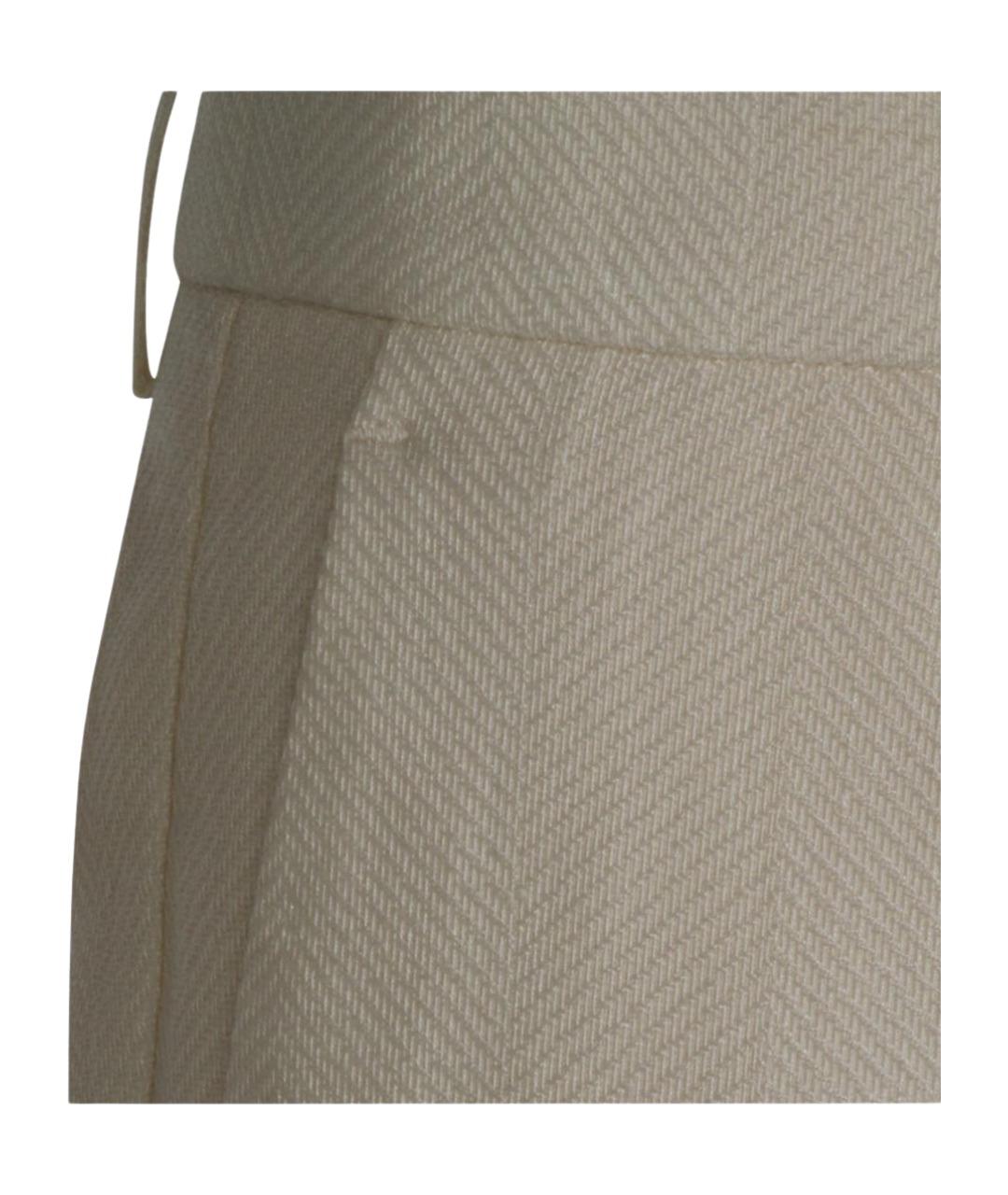 MARCO PESCAROLO Бежевые шерстяные повседневные брюки, фото 4