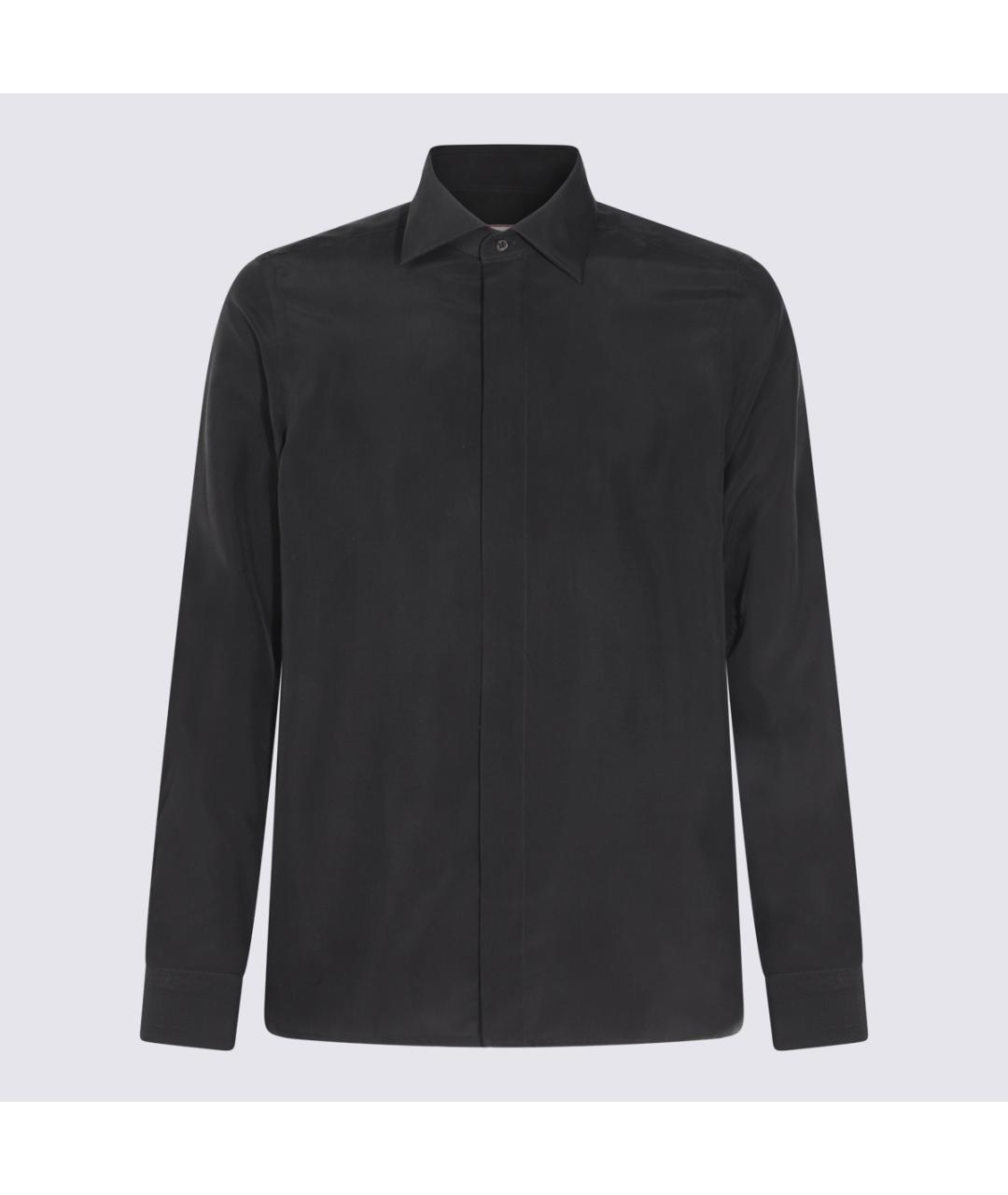 CANALI Черная шелковая кэжуал рубашка, фото 3