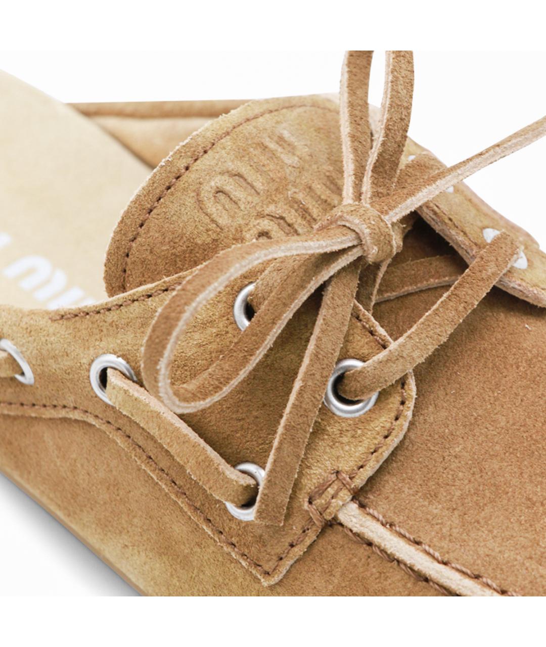 MIU MIU Бежевые замшевые мюли, фото 4