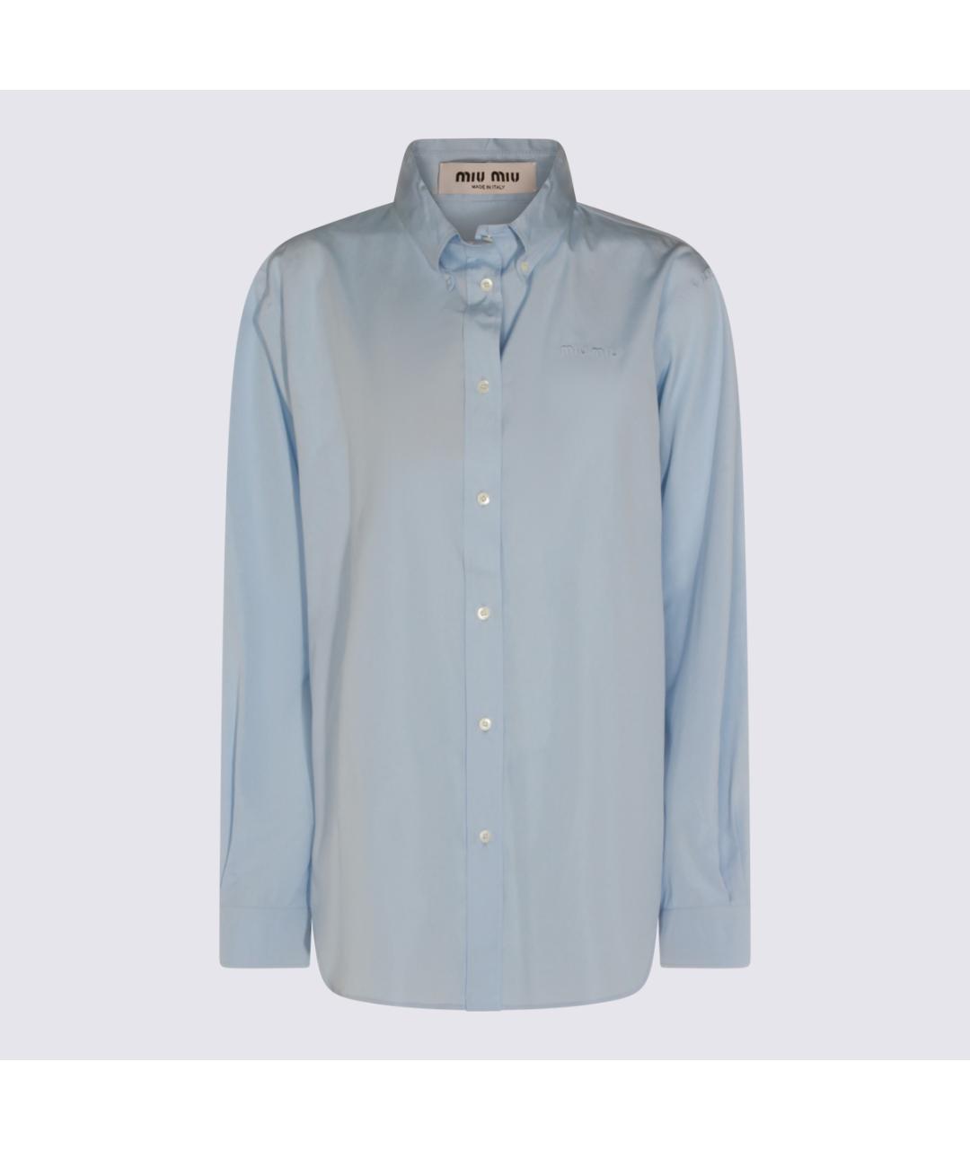MIU MIU Голубая хлопковая рубашка, фото 5