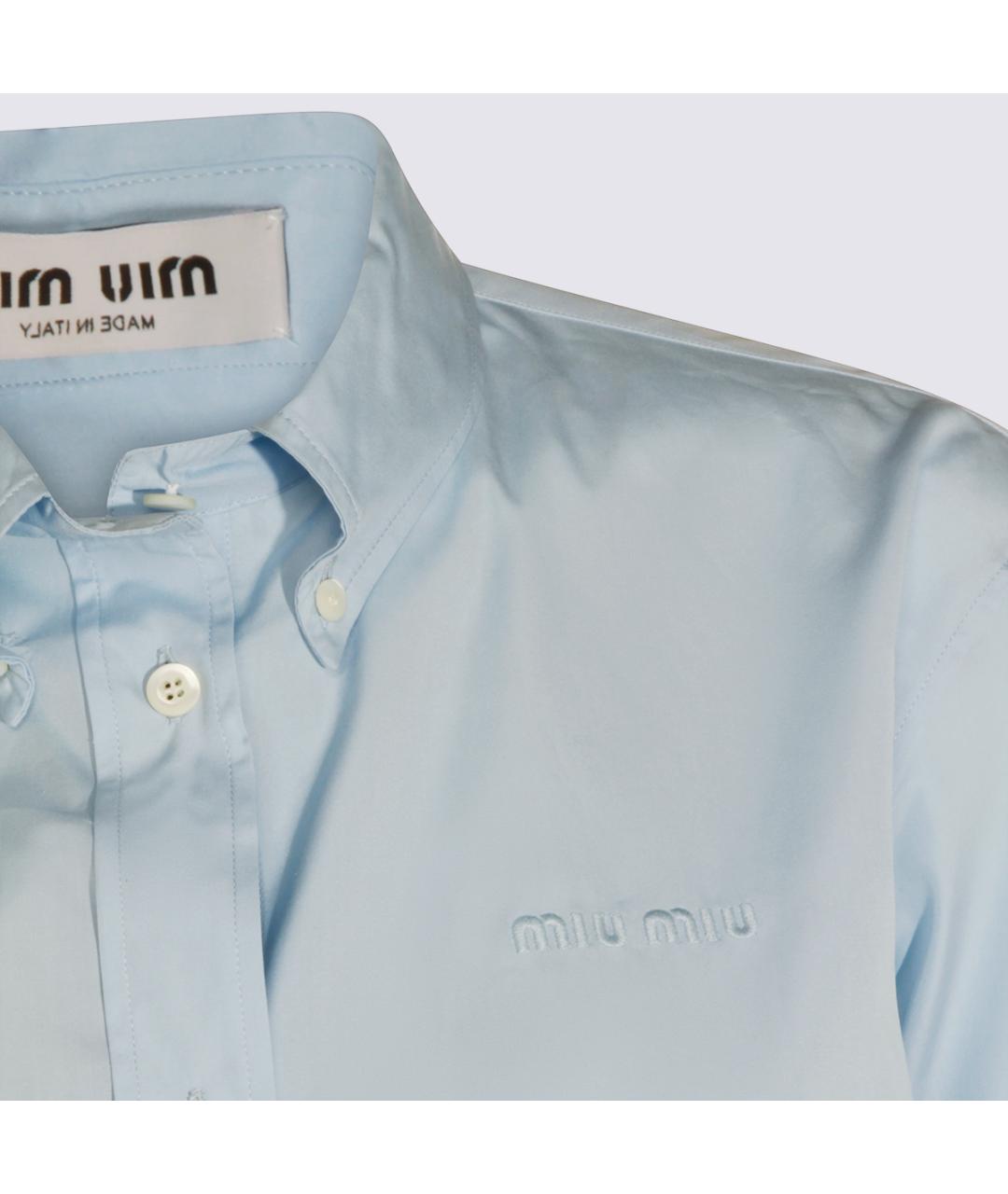 MIU MIU Голубая хлопковая рубашка, фото 3