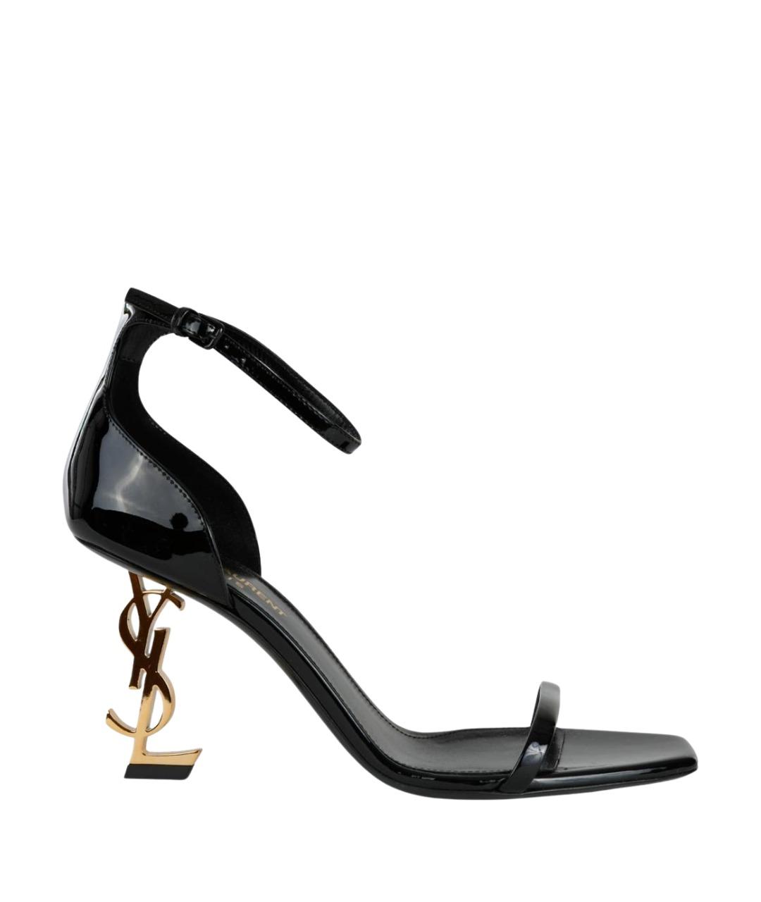 SAINT LAURENT Черные босоножки из лакированной кожи, фото 1