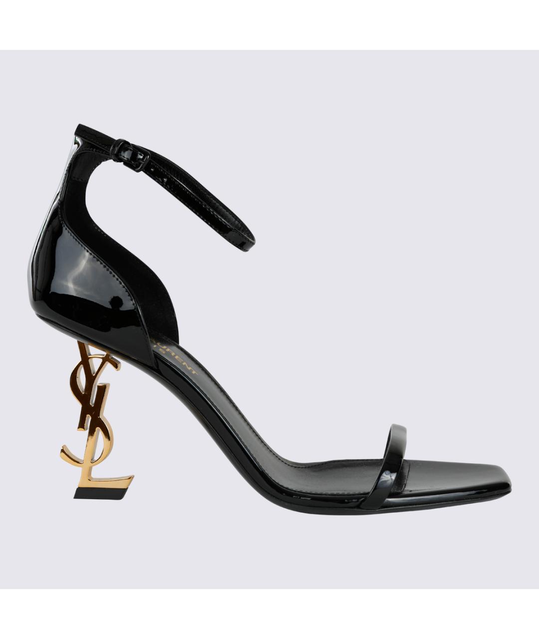 SAINT LAURENT Черные босоножки из лакированной кожи, фото 3