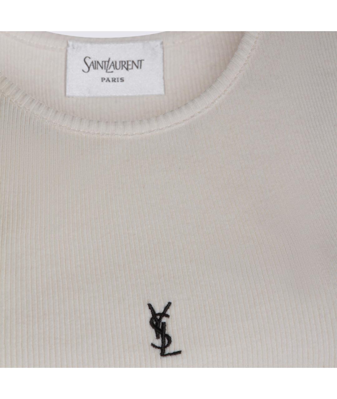 SAINT LAURENT Белая хлопковая майка, фото 3
