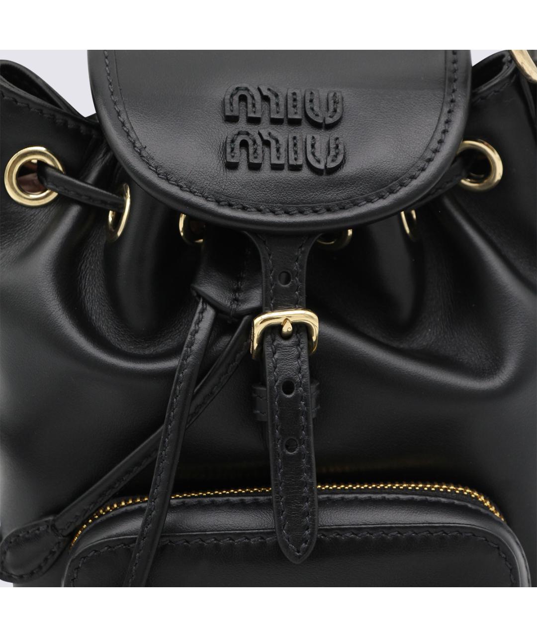 MIU MIU Черный кожаный рюкзак, фото 4