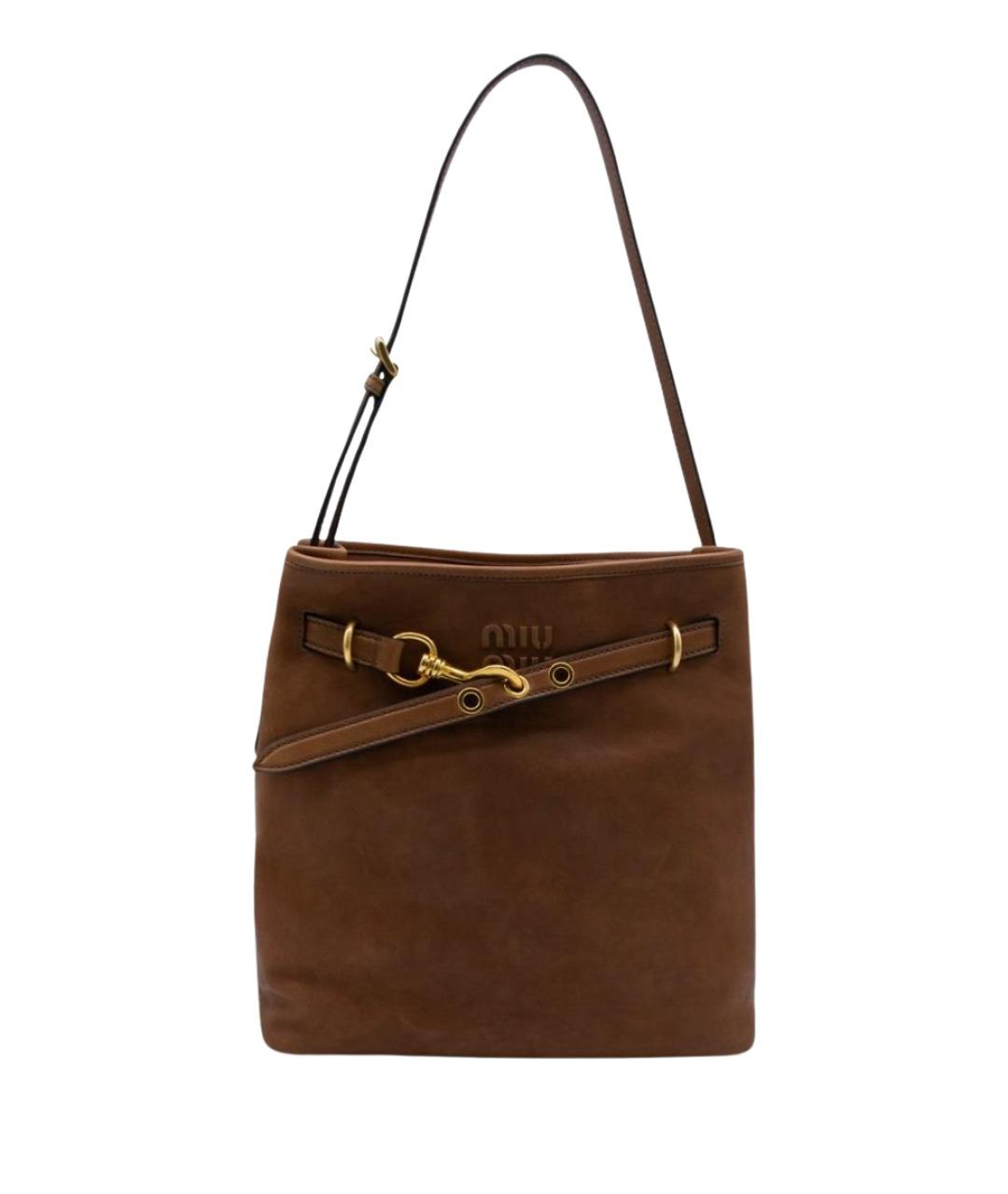 MIU MIU Коричневая замшевая сумка тоут, фото 1