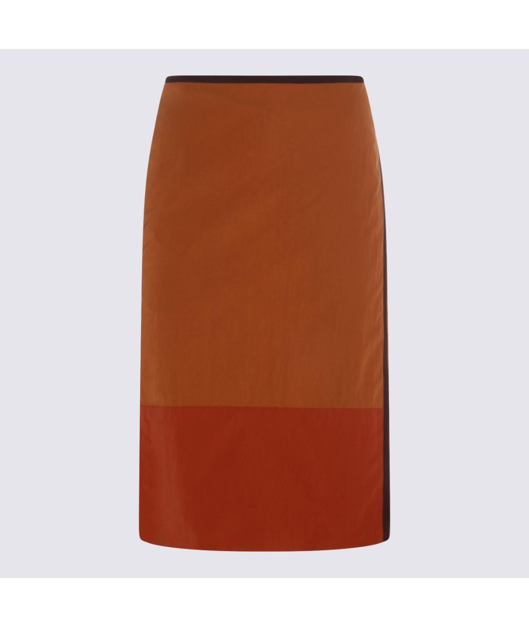 SAINT LAURENT Оранжевая полиамидовая юбка миди, фото 5