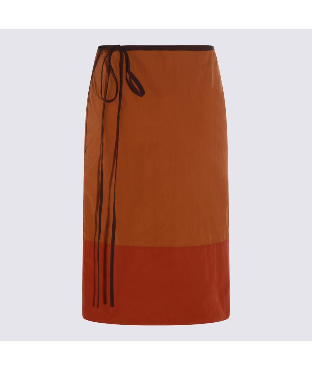 SAINT LAURENT Оранжевая полиамидовая юбка миди, фото 2