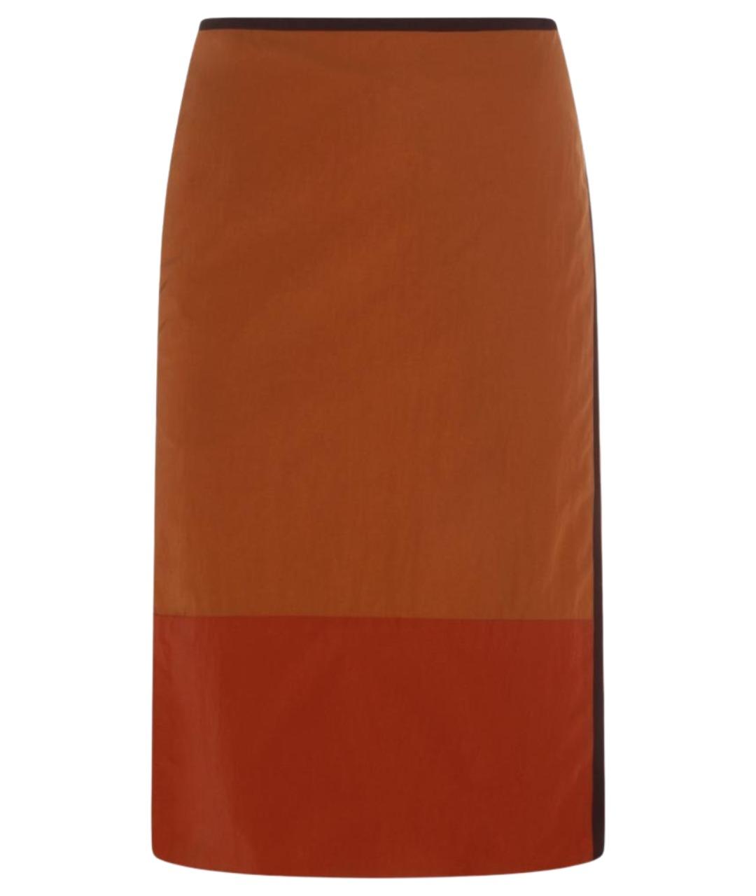 SAINT LAURENT Оранжевая полиамидовая юбка миди, фото 1