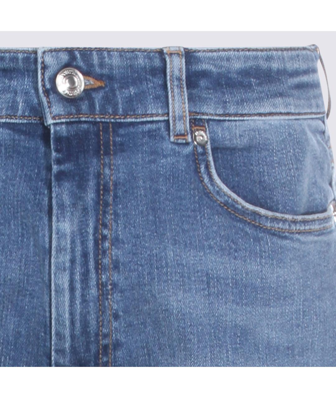 SPORTMAX Голубые хлопковые прямые джинсы, фото 3