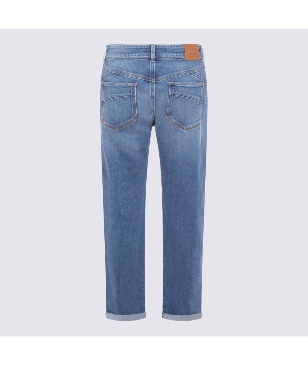 SPORTMAX Голубые хлопковые прямые джинсы, фото 2