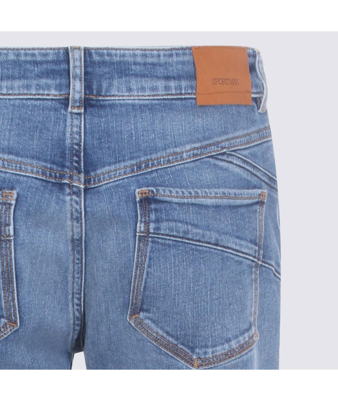 SPORTMAX Голубые хлопковые прямые джинсы, фото 4