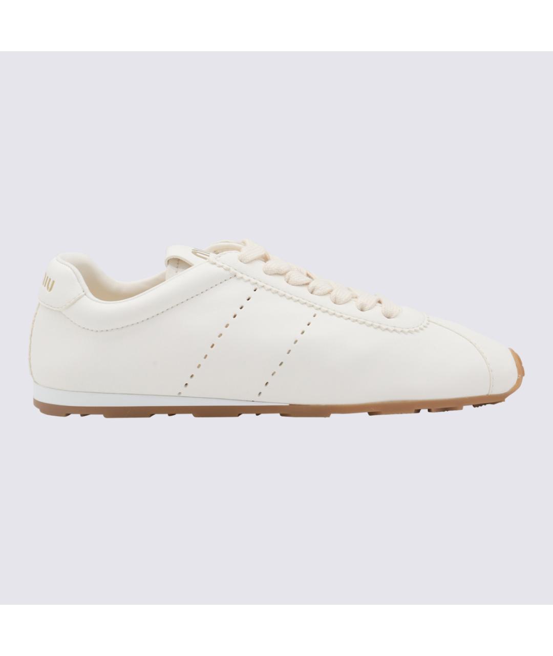 MIU MIU Белые кожаные кроссовки, фото 3