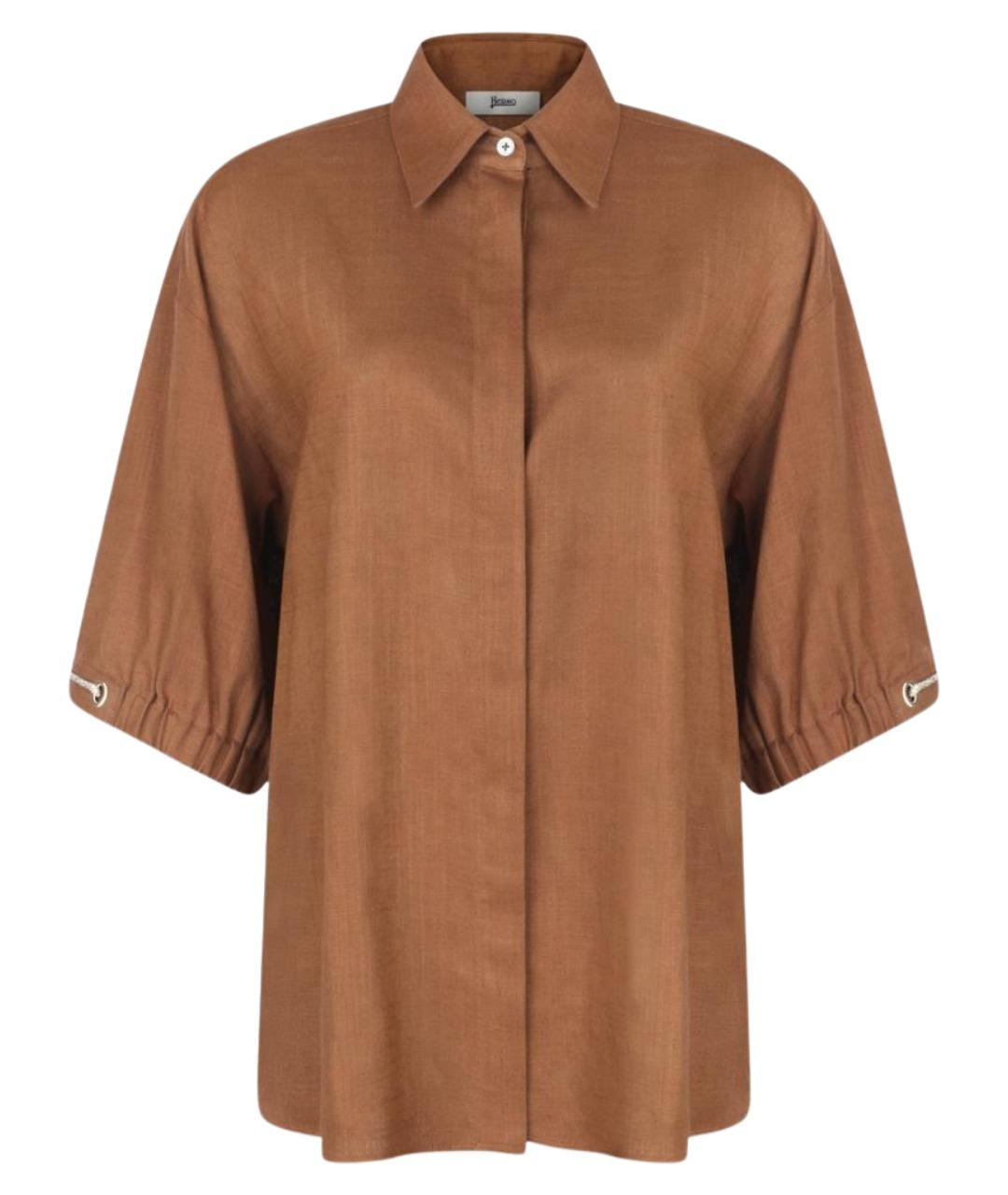 HERNO Коричневая вискозная рубашка, фото 1